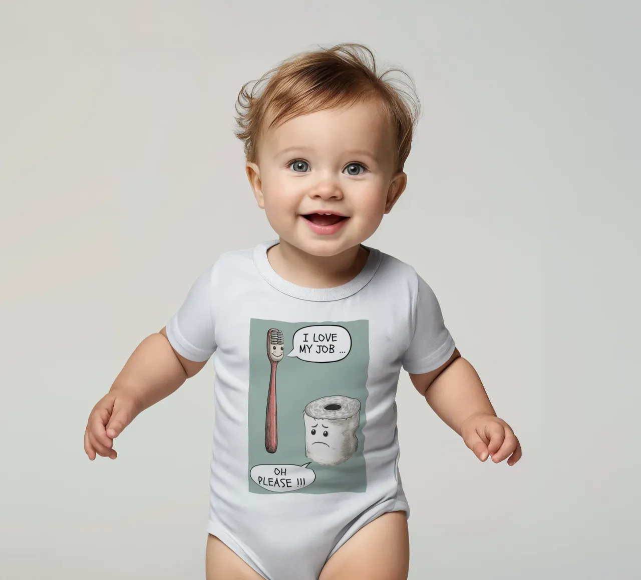 Talking Toothbrush & Toilet Roll body neonato maniche corte da NORDLICHT DESIGNS