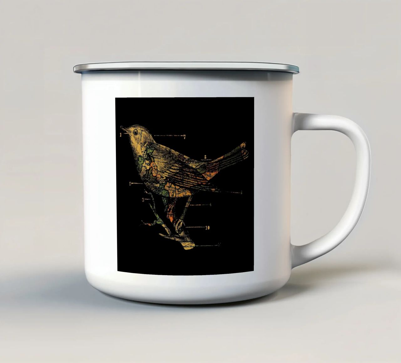 Migration enamel mug by Tobe Fonseca