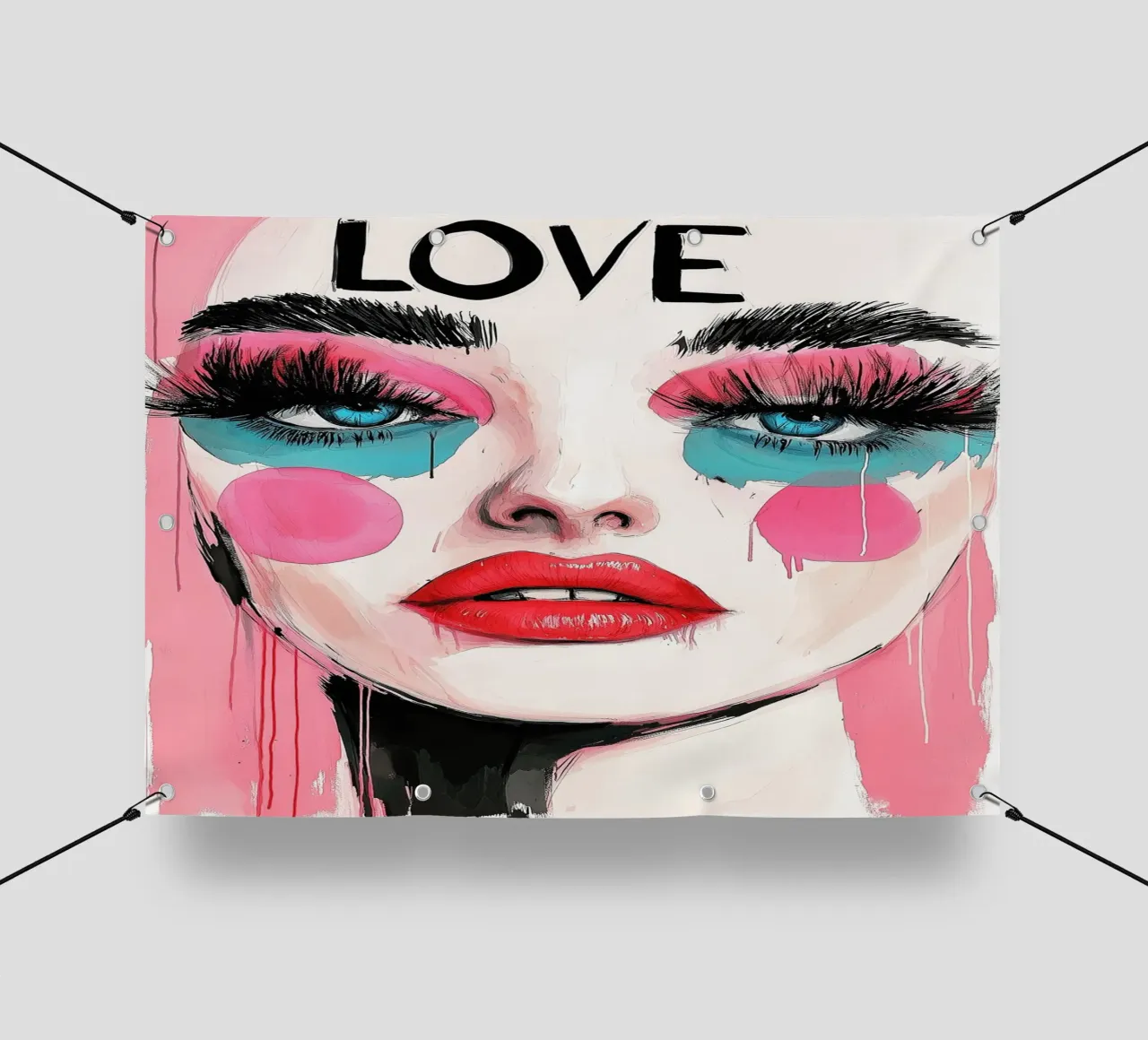 Amore donna ritratto text art telo in pvc da Justyna Jaszke JBJart