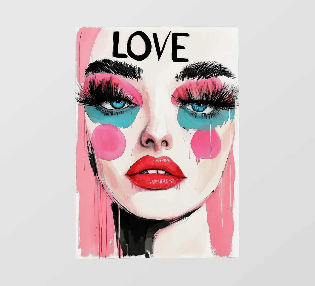 Amore donna ritratto text art telo in pvc da Justyna Jaszke JBJart