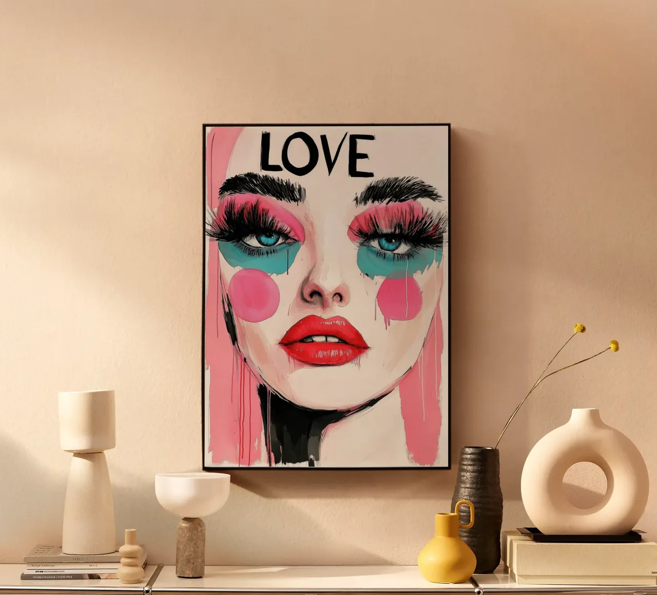 Amore donna ritratto text art plexiglass da Justyna Jaszke JBJart