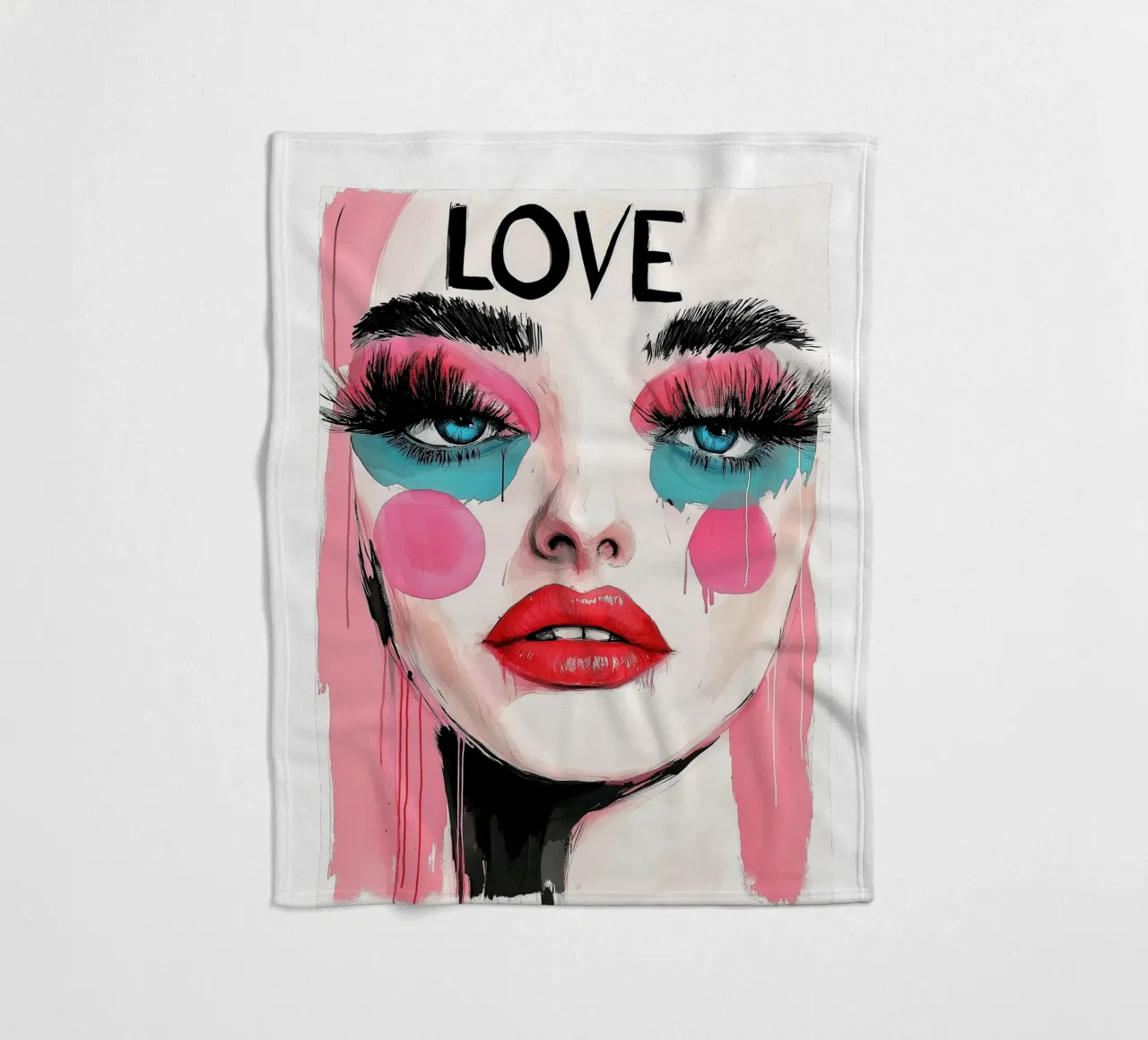 Amore donna ritratto text art coperta in pile da Justyna Jaszke JBJart