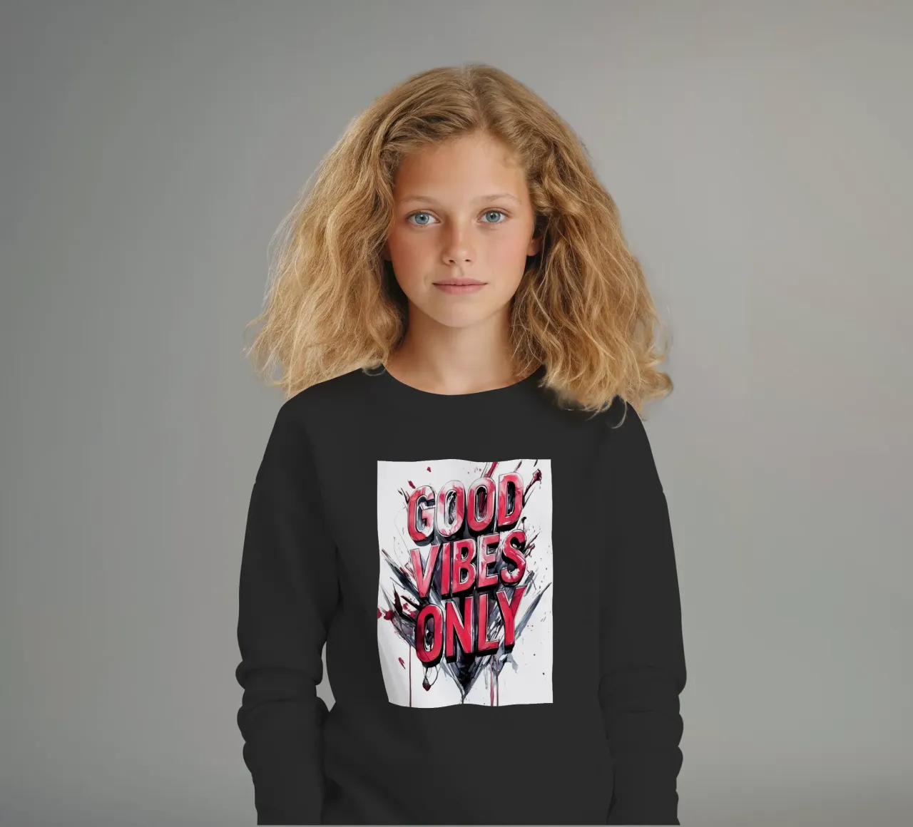 Poster con testo Good Vibes Only felpa bambino da Justyna Jaszke JBJart