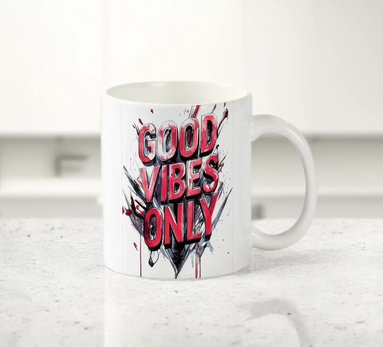 Poster con testo Good Vibes Only tazza in ceramica da Justyna Jaszke JBJart