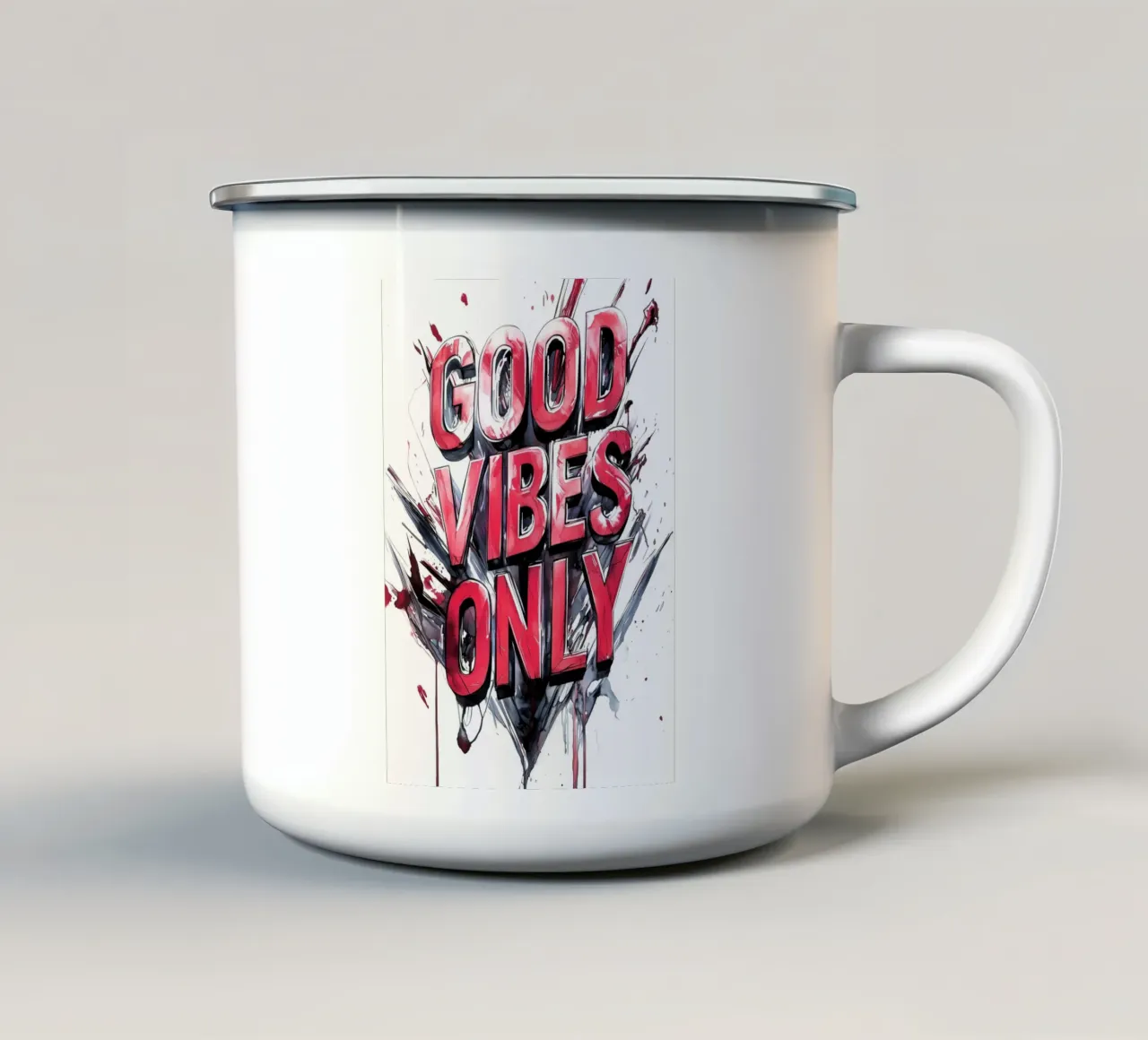 Poster con testo Good Vibes Only tazza in smalto da Justyna Jaszke JBJart