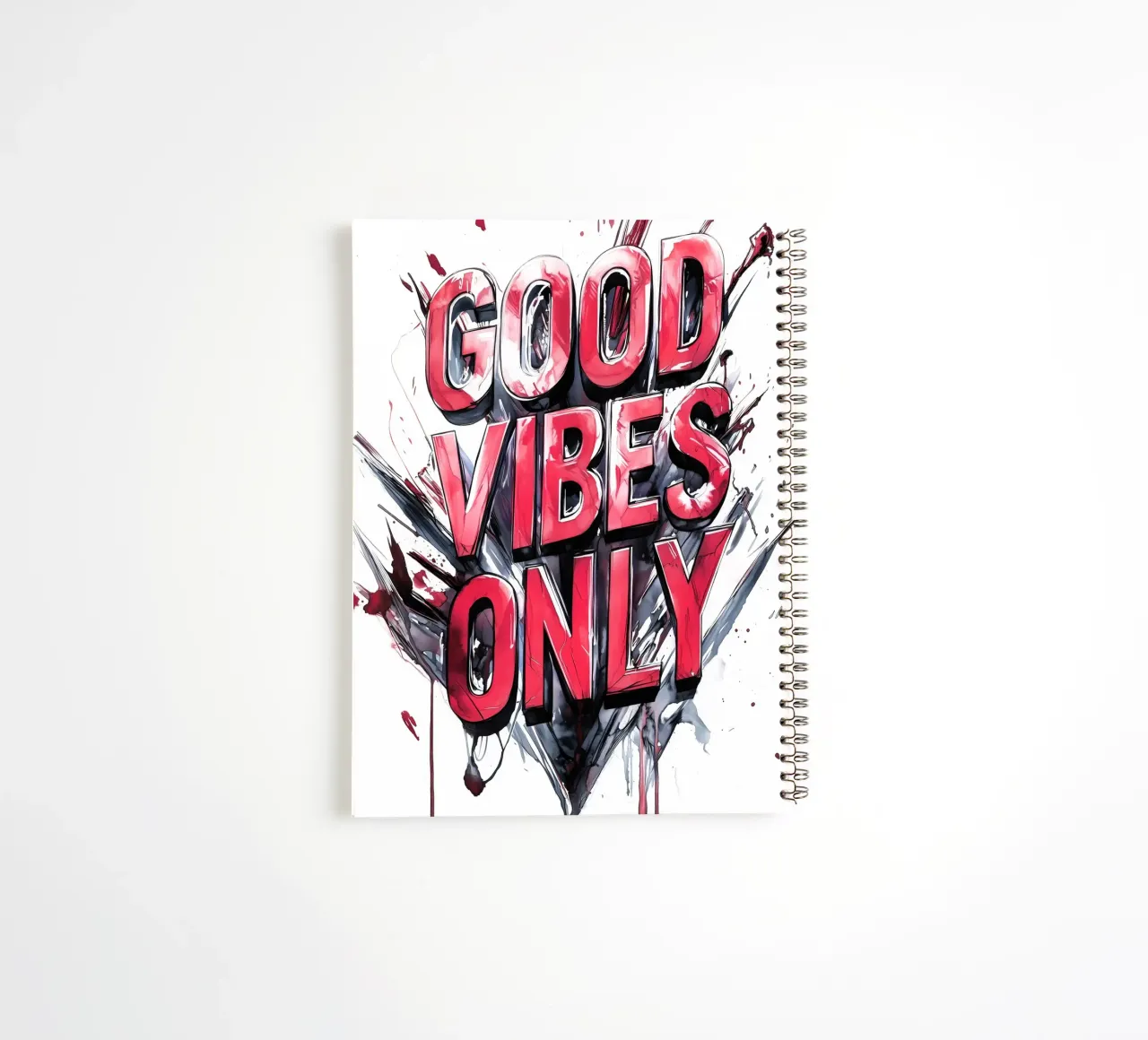 Poster con testo Good Vibes Only diario ad anelli da Justyna Jaszke JBJart