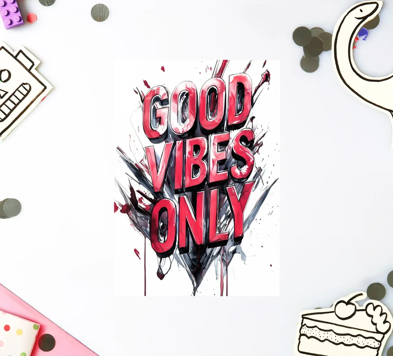 Poster con testo Good Vibes Only adesivo da Justyna Jaszke JBJart
