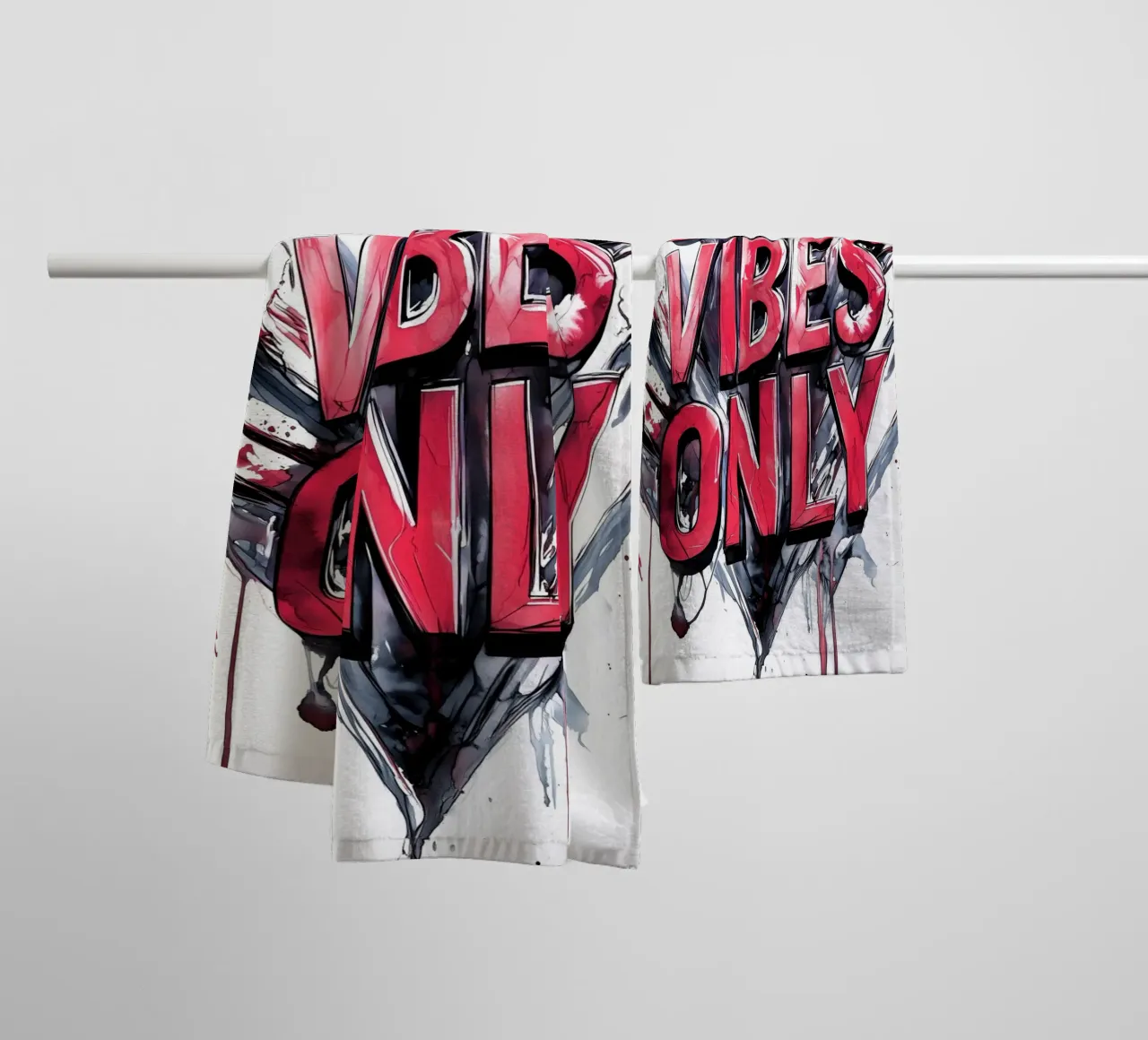 Poster con testo Good Vibes Only asciugamano da bagno da Justyna Jaszke JBJart