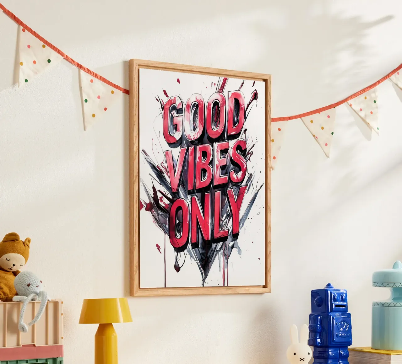 Good Vibes Only text poster acrylic glass by Justyna Jaszke JBJart