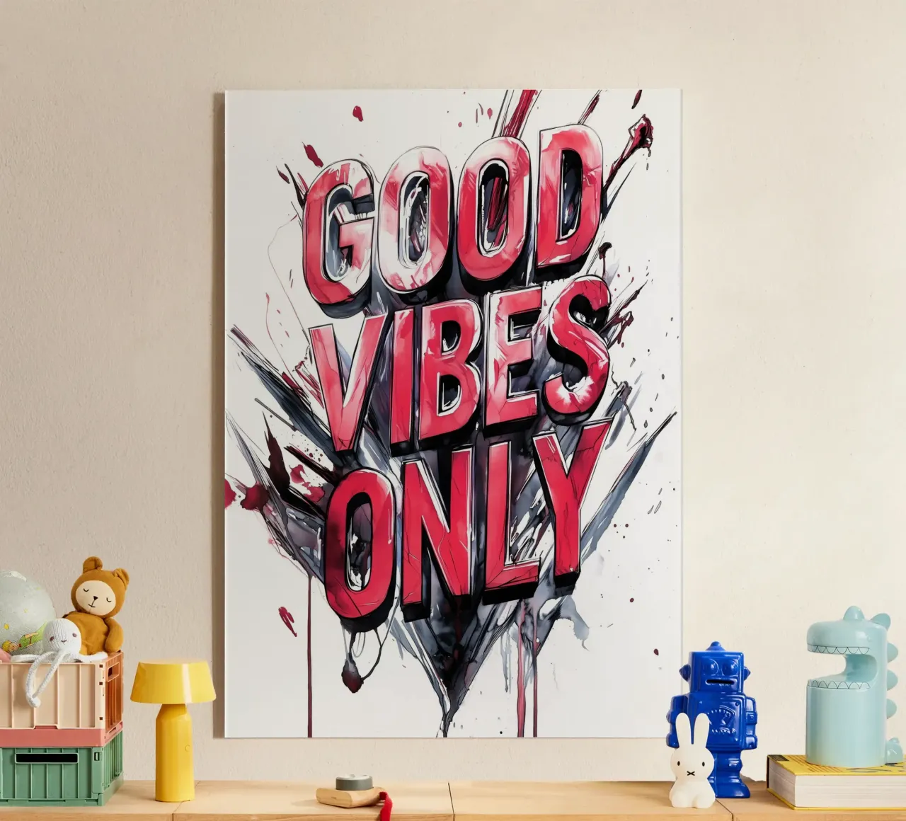 Good Vibes Only text poster acrylic glass by Justyna Jaszke JBJart