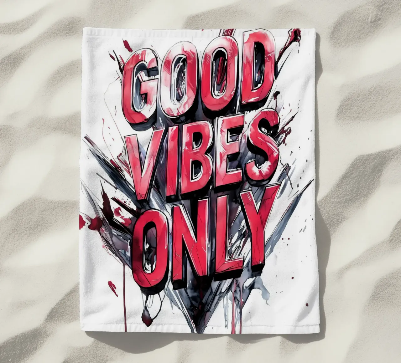 Poster con testo Good Vibes Only telo mare da Justyna Jaszke JBJart
