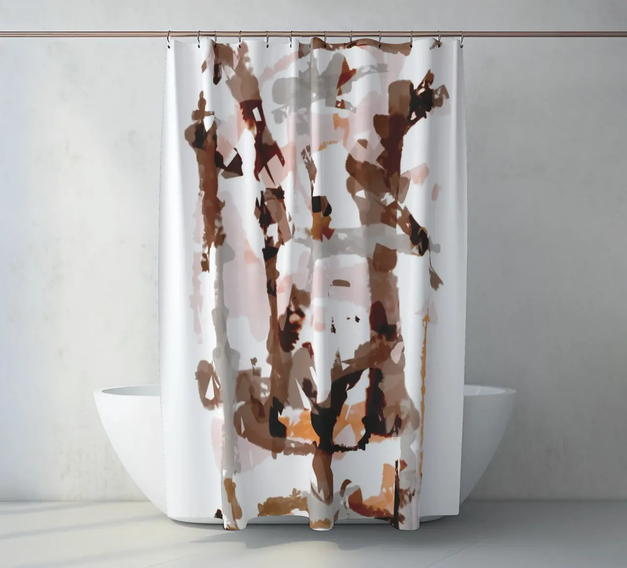 Retro Mocha abstract game shower curtain by Martina