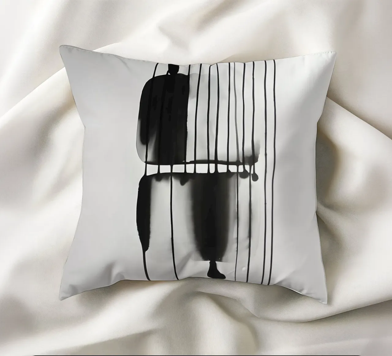 Threads of time: abstract lines and structures decorative cushion by Kunst und Kontrast