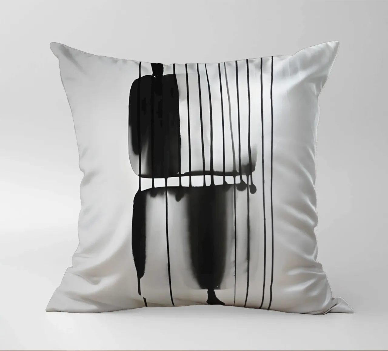 Threads of time: abstract lines and structures decorative cushion by Kunst und Kontrast