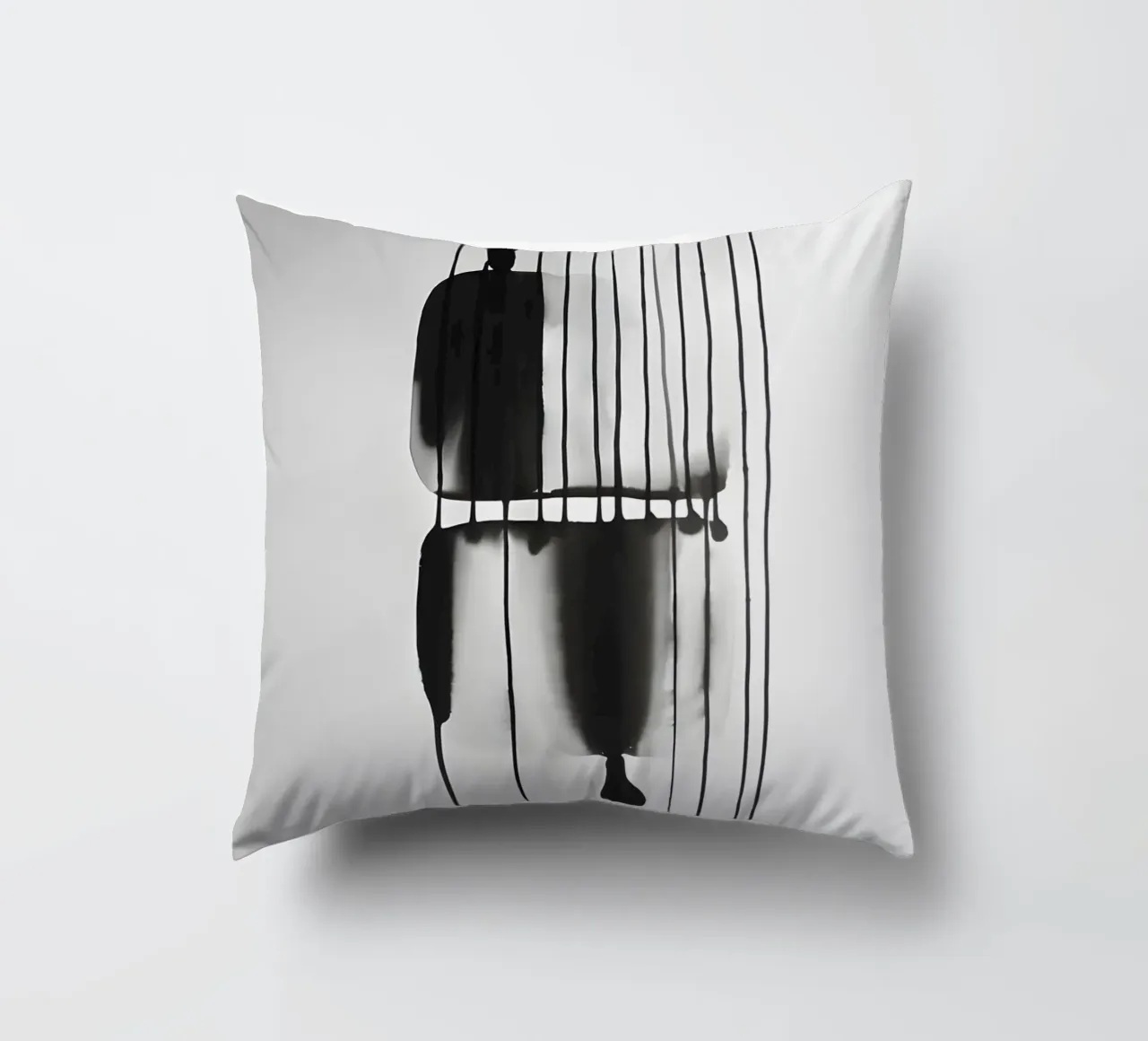 Threads of time: abstract lines and structures decorative cushion by Kunst und Kontrast