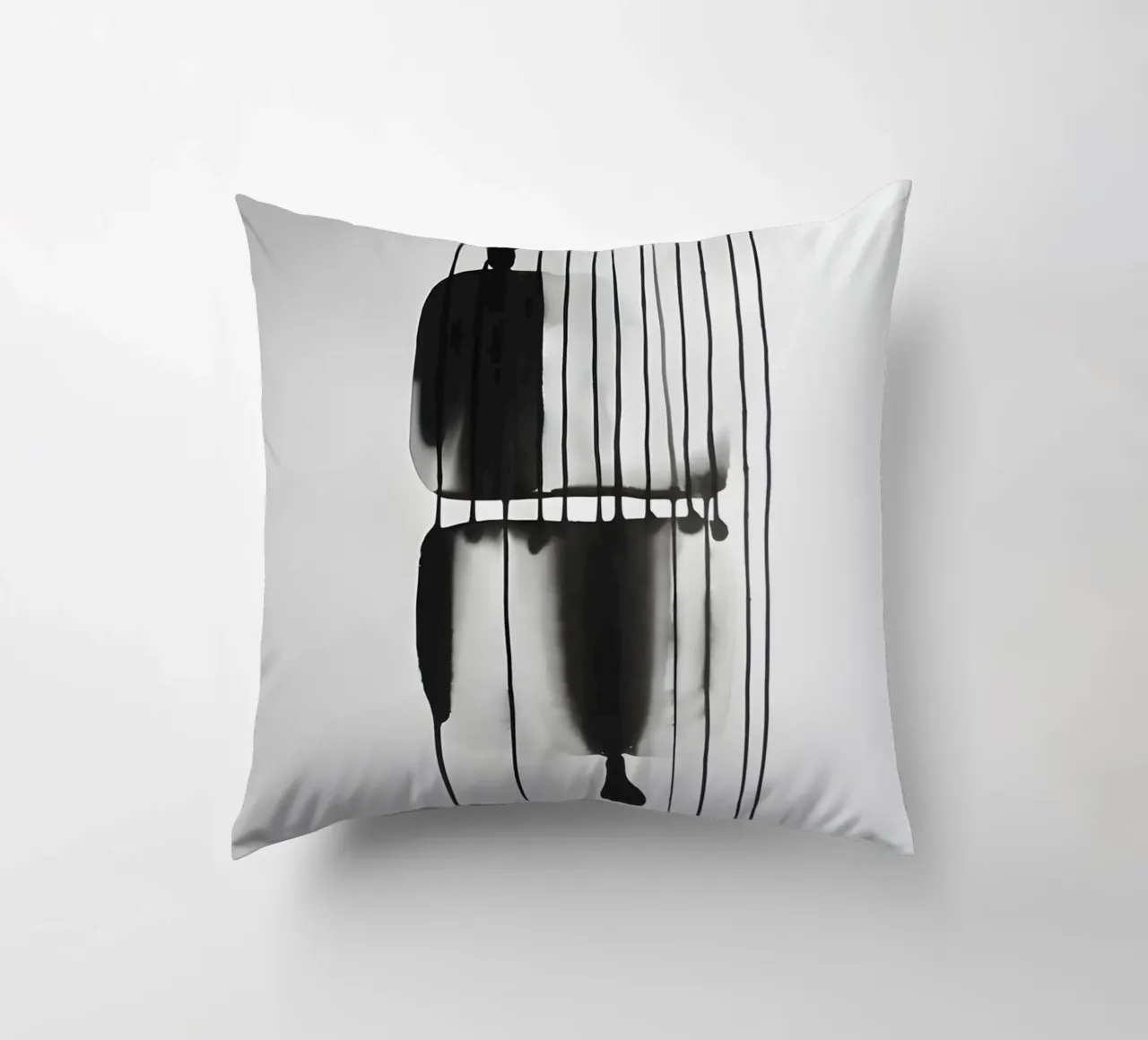 Threads of time: abstract lines and structures decorative cushion by Kunst und Kontrast