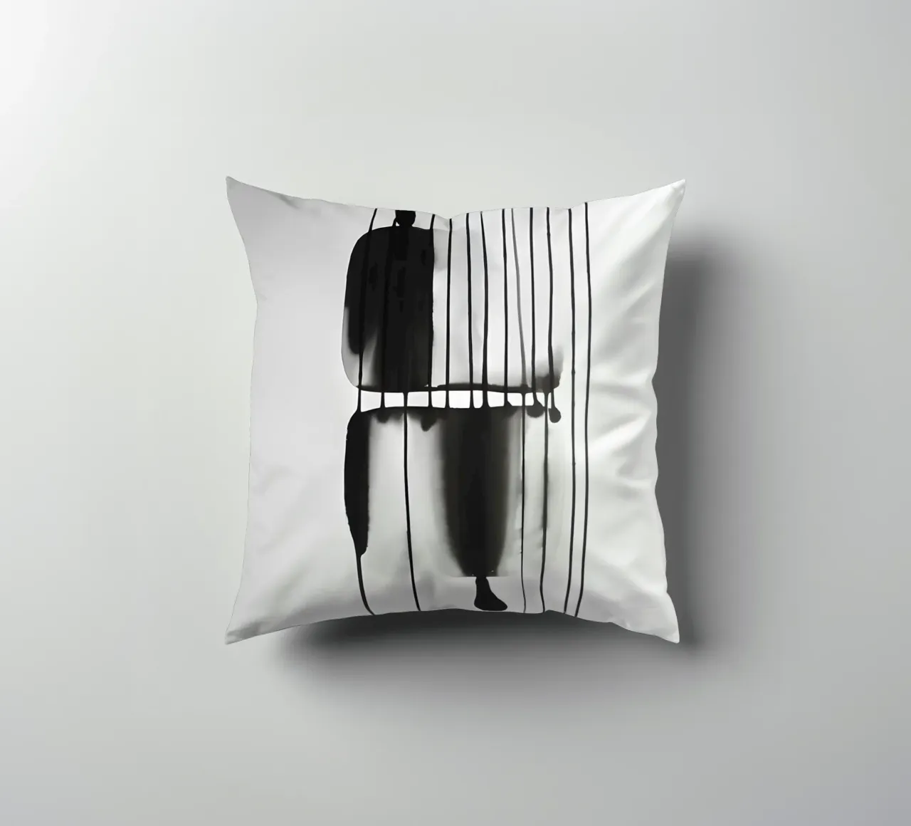 Threads of time: abstract lines and structures decorative cushion by Kunst und Kontrast