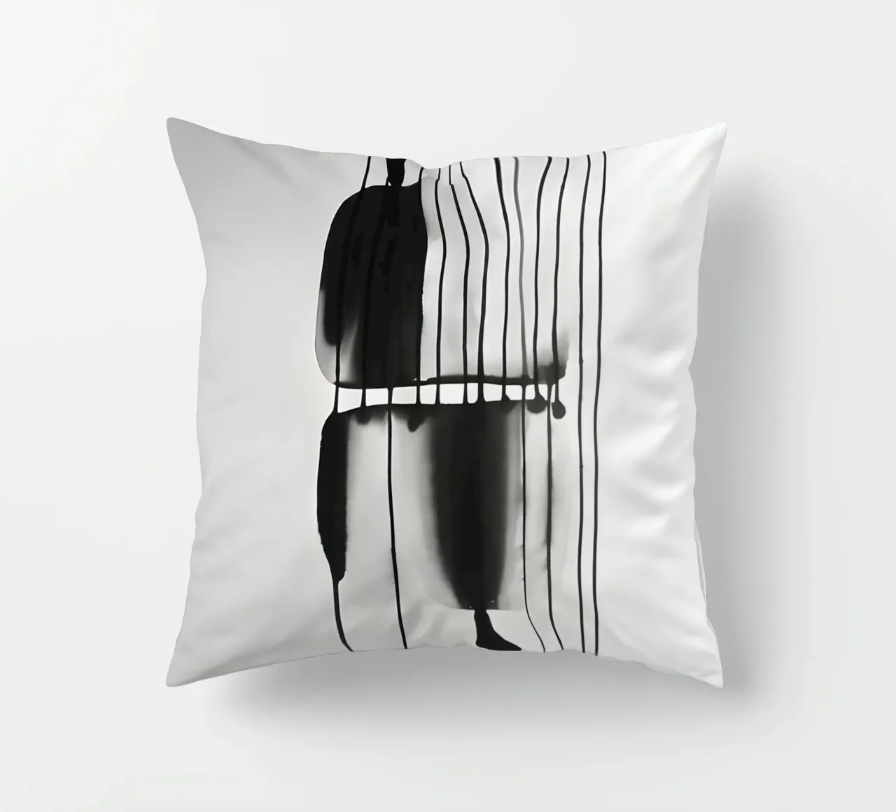Threads of time: abstract lines and structures decorative cushion by Kunst und Kontrast