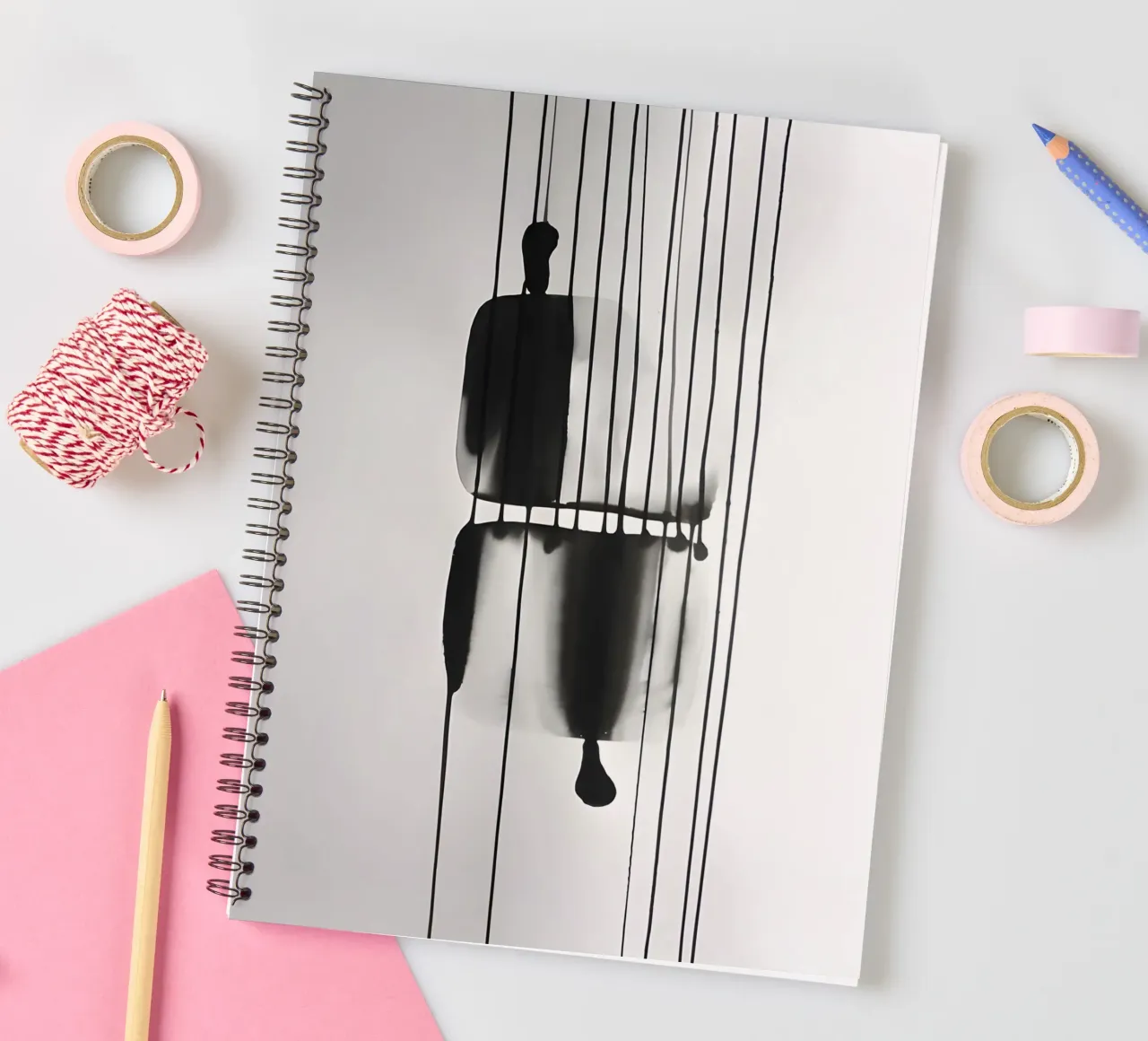 Threads of time: abstract lines and structures spiral notebook by Kunst und Kontrast