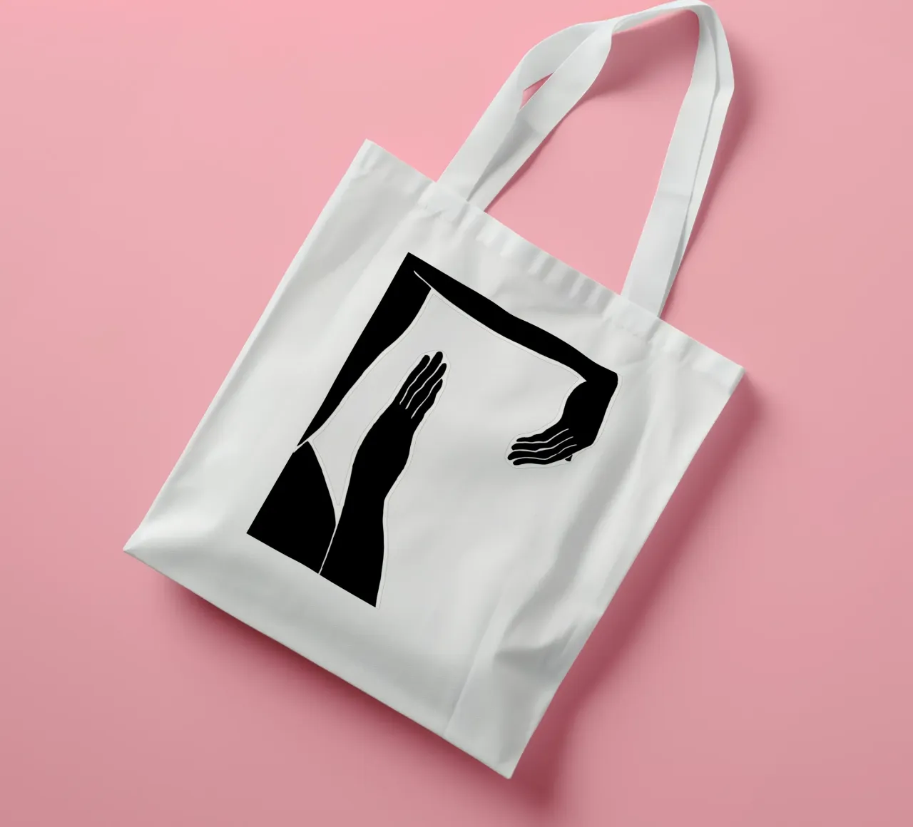 Schaduwen aanraken: Abstracte handgebaren in zwart-wit jute draagtas van Kunst und Kontrast