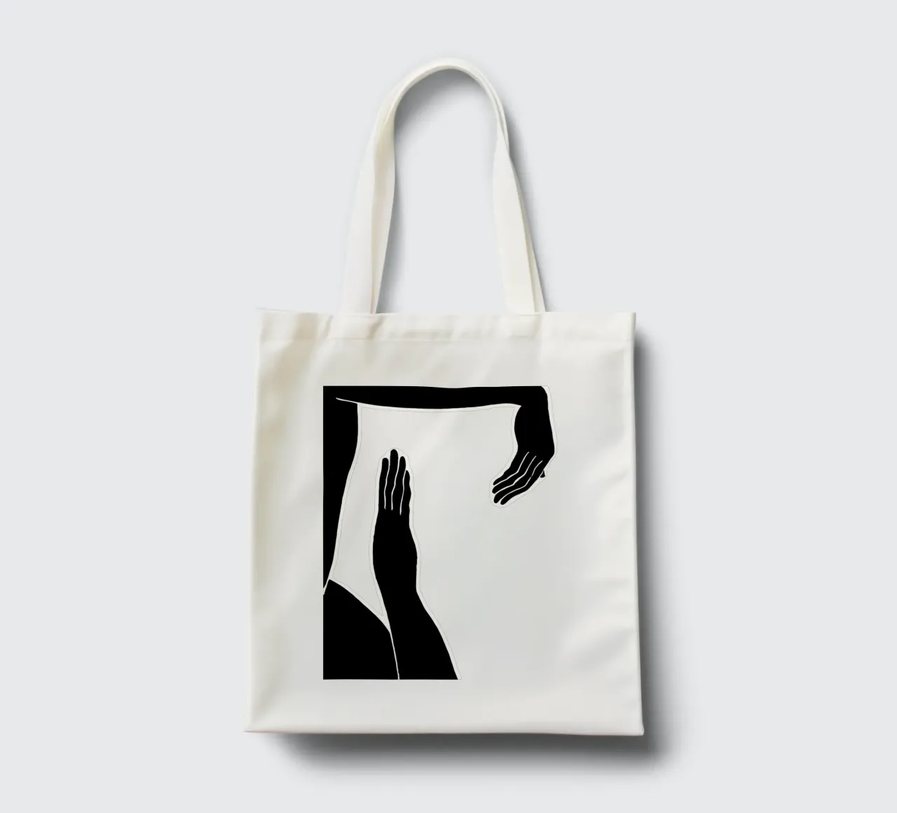 Schaduwen aanraken: Abstracte handgebaren in zwart-wit jute draagtas van Kunst und Kontrast