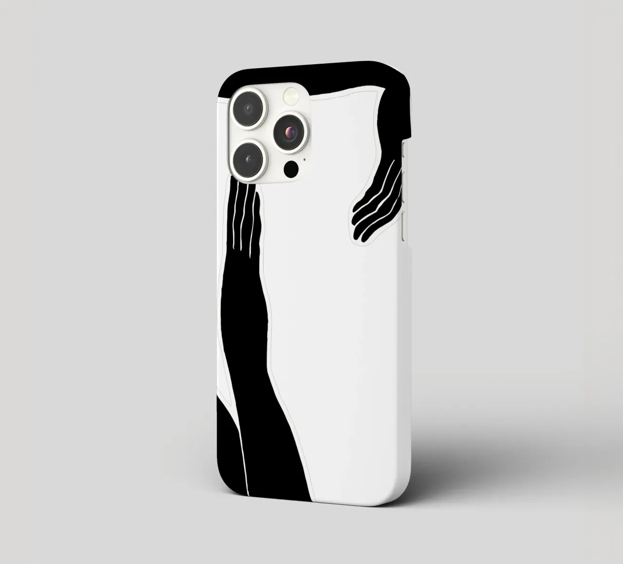 Schaduwen aanraken: Abstracte handgebaren in zwart-wit iphone hoesje van Kunst und Kontrast