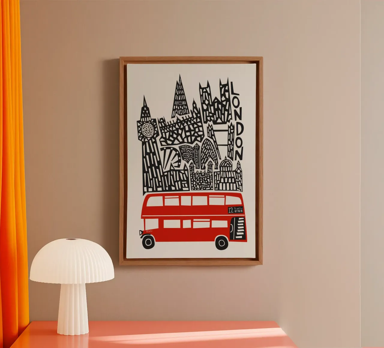 Paesaggio urbano di Londra tela con Cornice a cassetta da Fox & Velvet