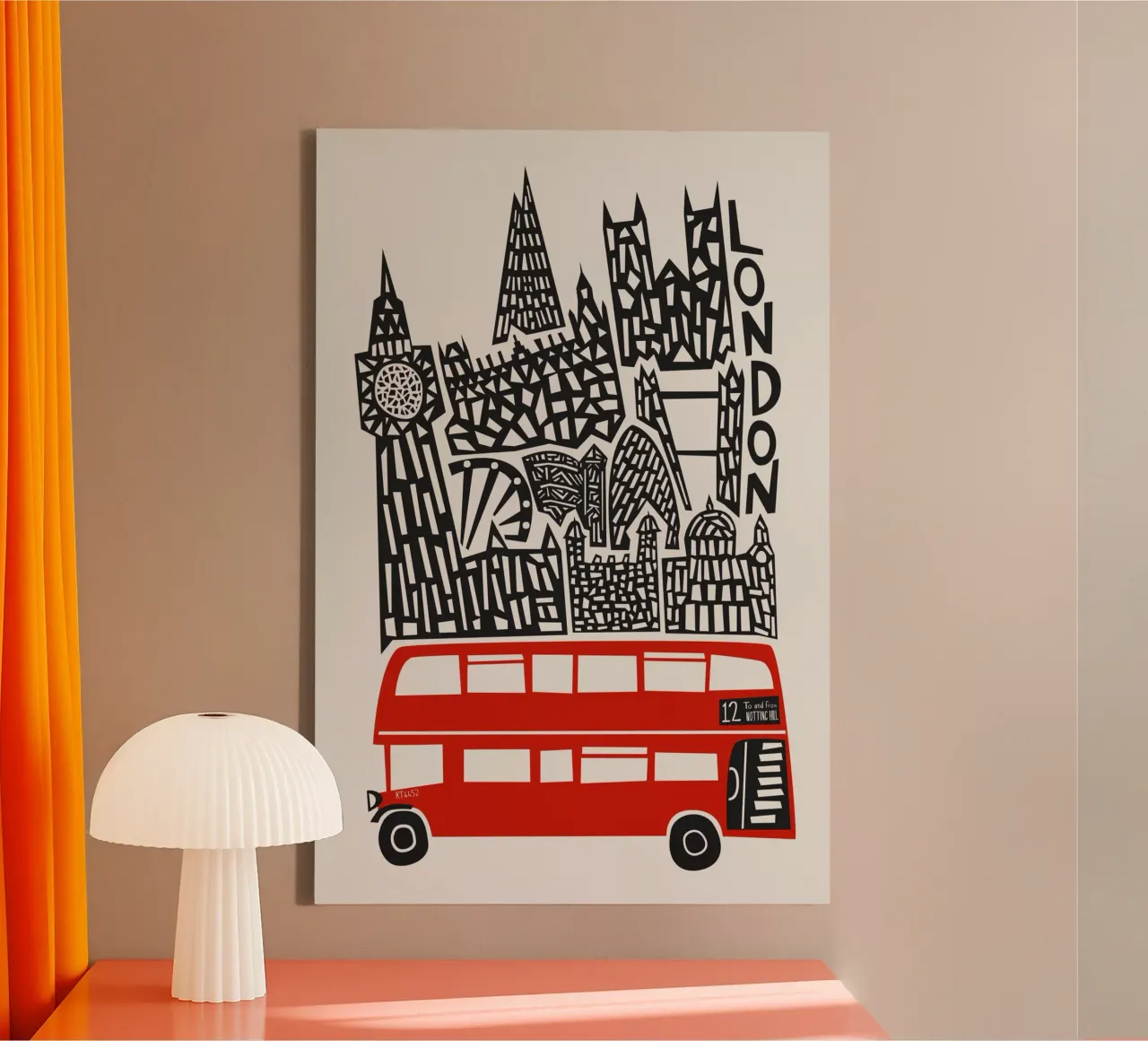 Paesaggio urbano di Londra tela con Cornice a cassetta da Fox & Velvet