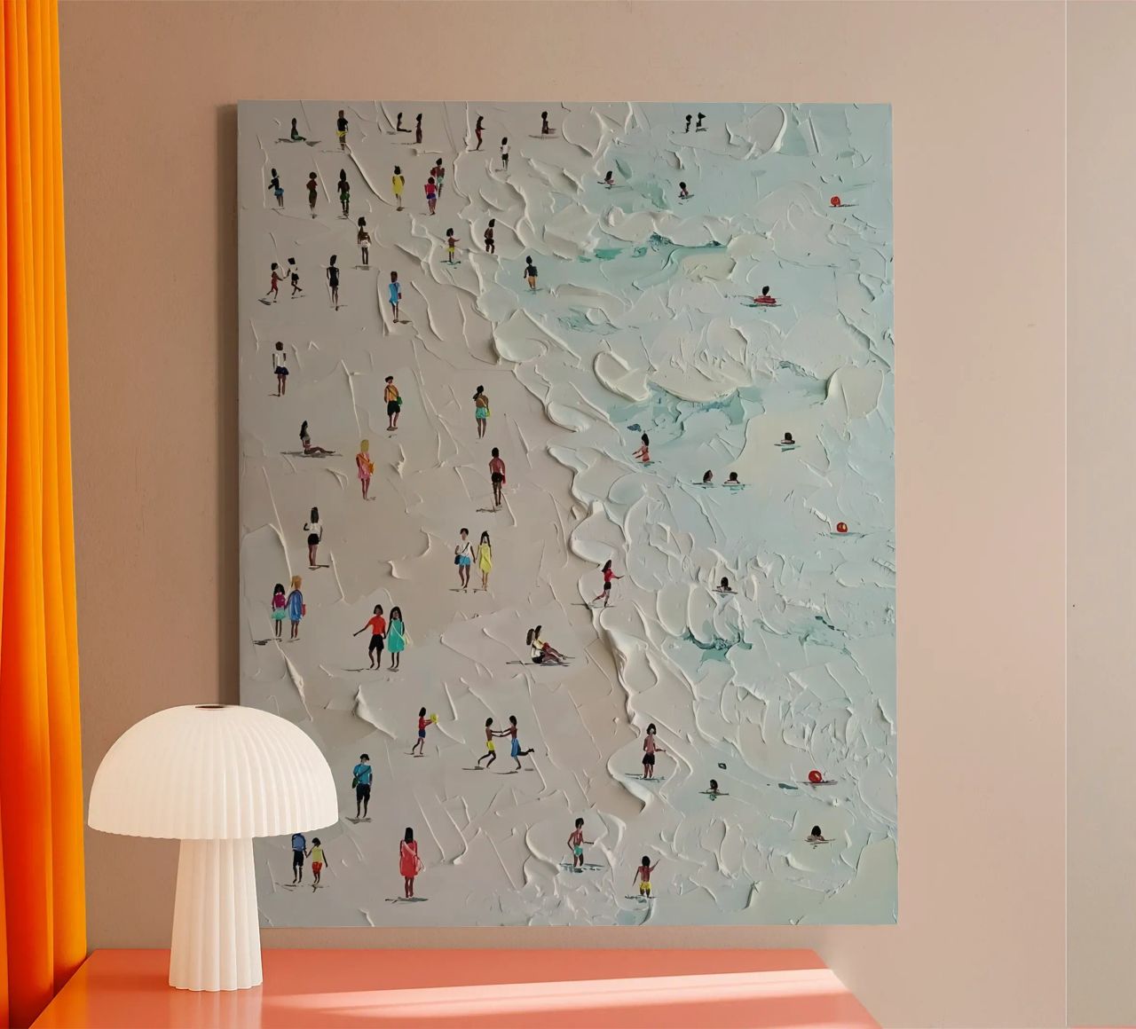 Waves and life: Impressionistic beach landscape canvas by Kunst und Kontrast