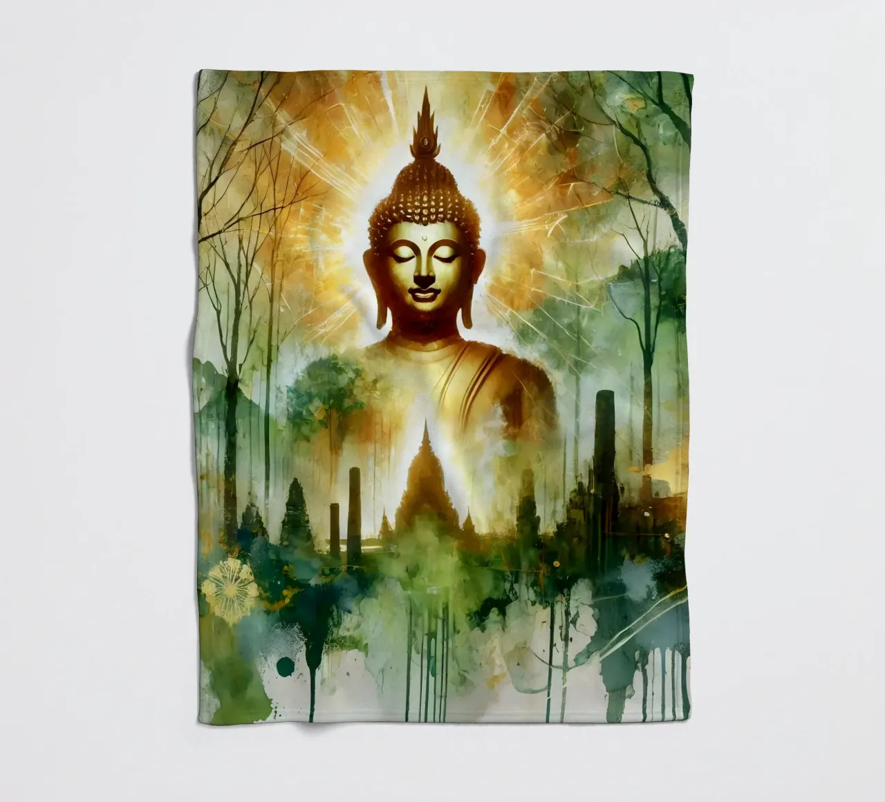 Buddha - Aquarell-Stil coperta in pile da spiritual