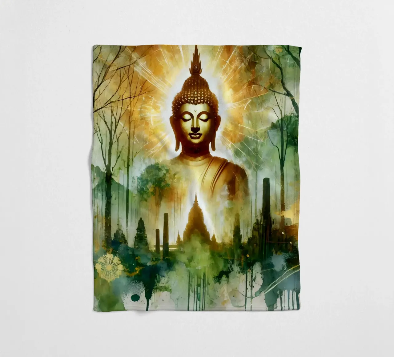 Buddha - Aquarell-Stil coperta in pile da spiritual