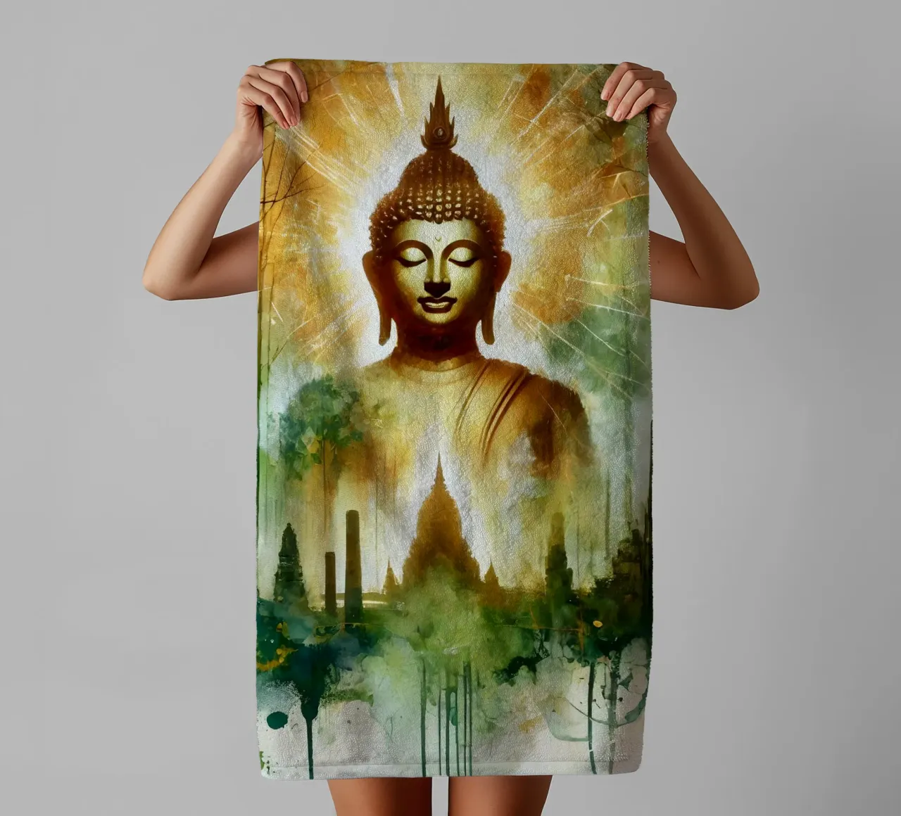 Buddha - Aquarell-Stil towel by spiritual
