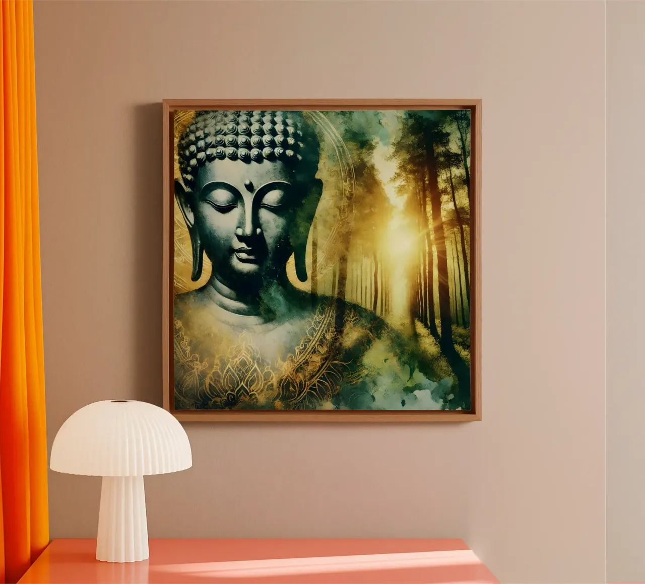 Buddha - Aquarell-Stil tela con Cornice a cassetta da spiritual