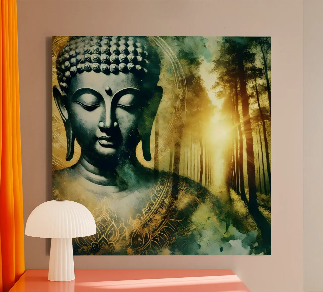 Buddha - Aquarell-Stil tela con Cornice a cassetta da spiritual