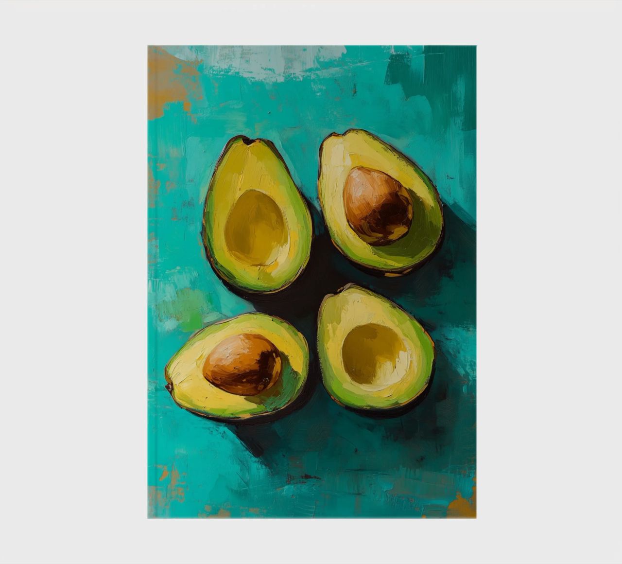 Avocados on a turquoise background notebook by Spice & Style