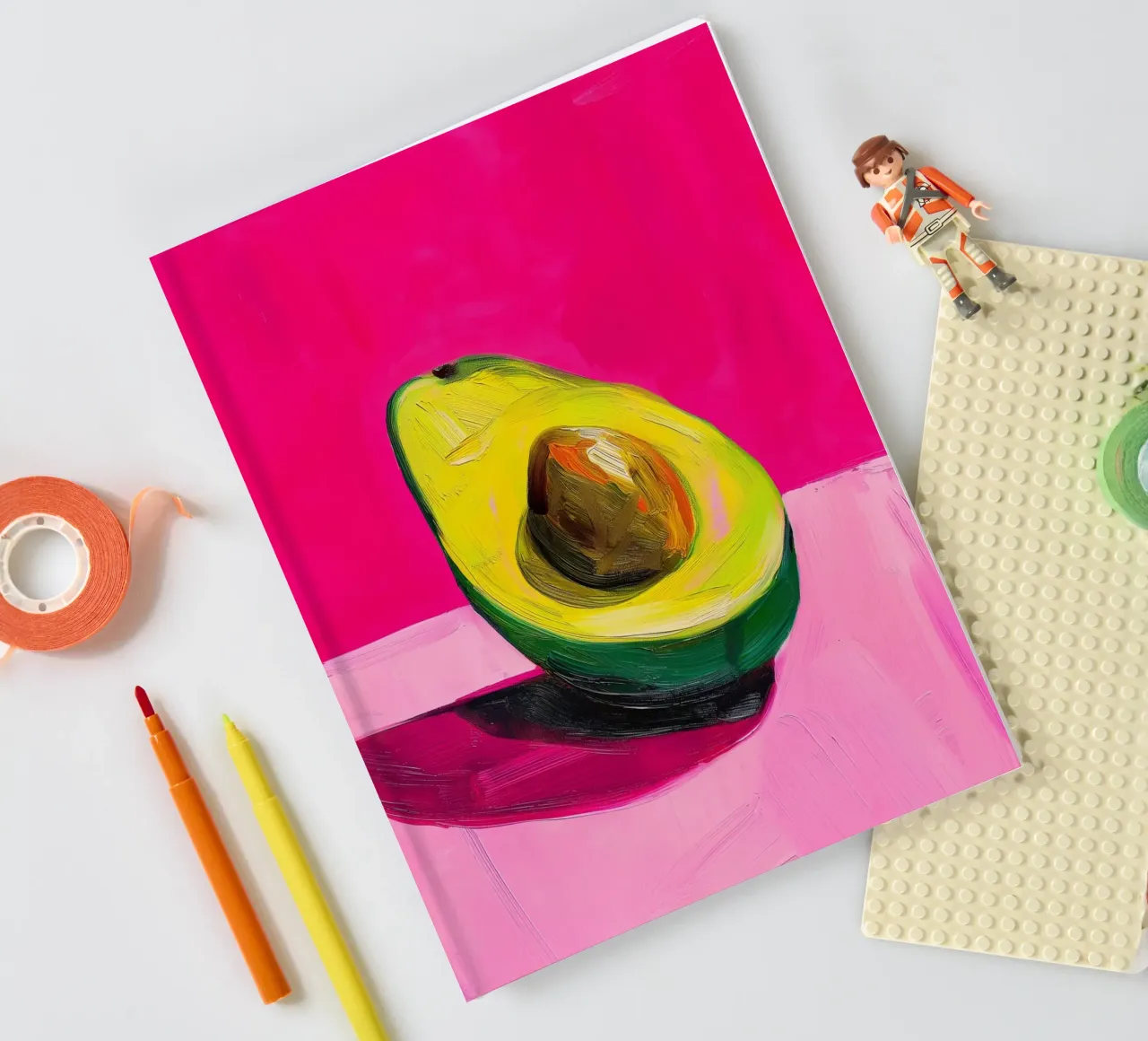 Avocado pop on a pink background notebook by Spice & Style