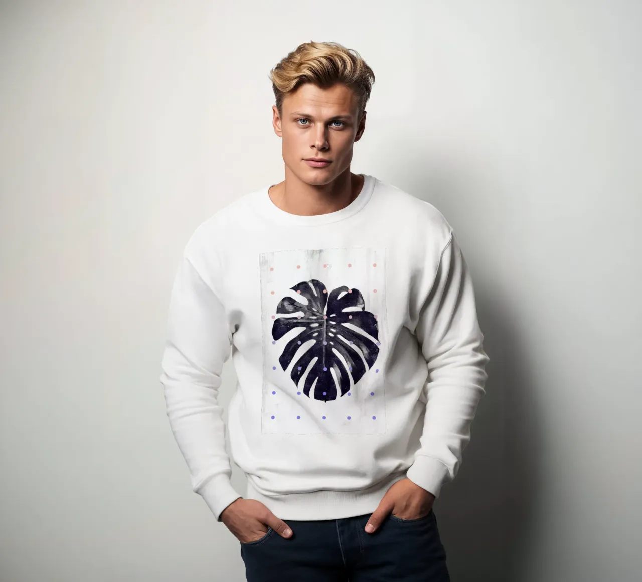 Monstera + dots sweatshirt van STUDIO LEEMO