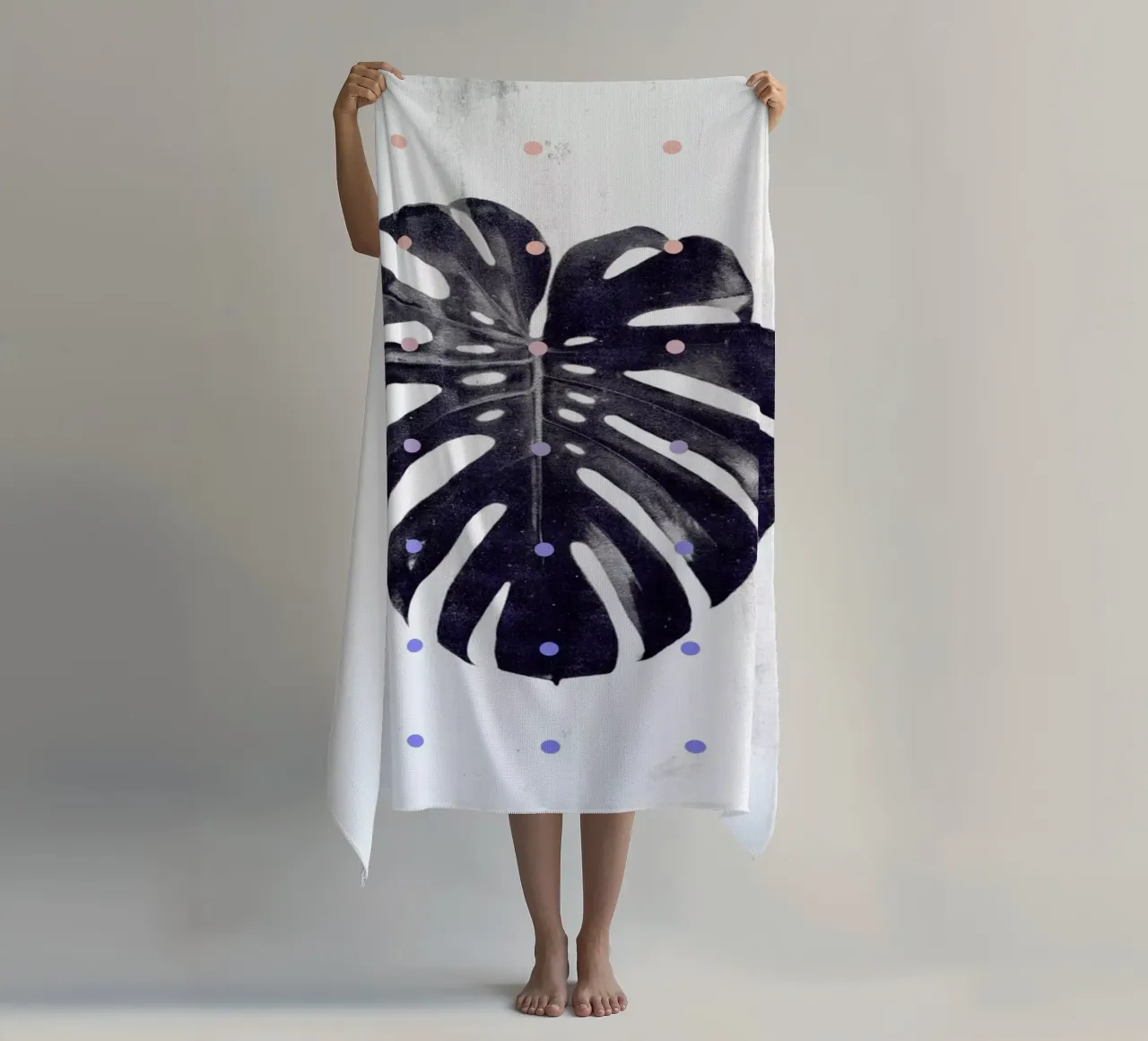 Monstera + dots telo mare da STUDIO LEEMO