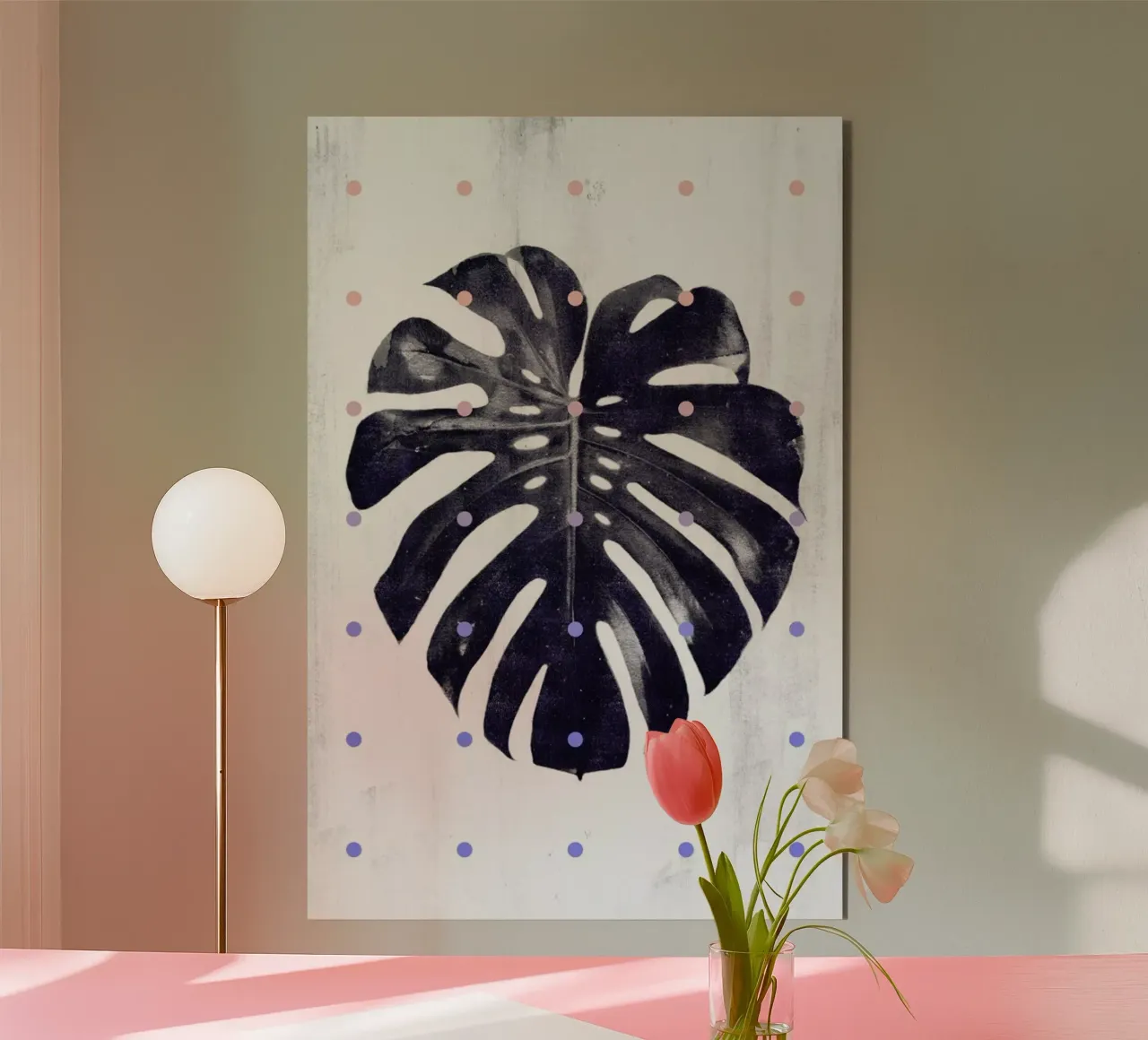 Monstera + dots alluminio dibond da STUDIO LEEMO