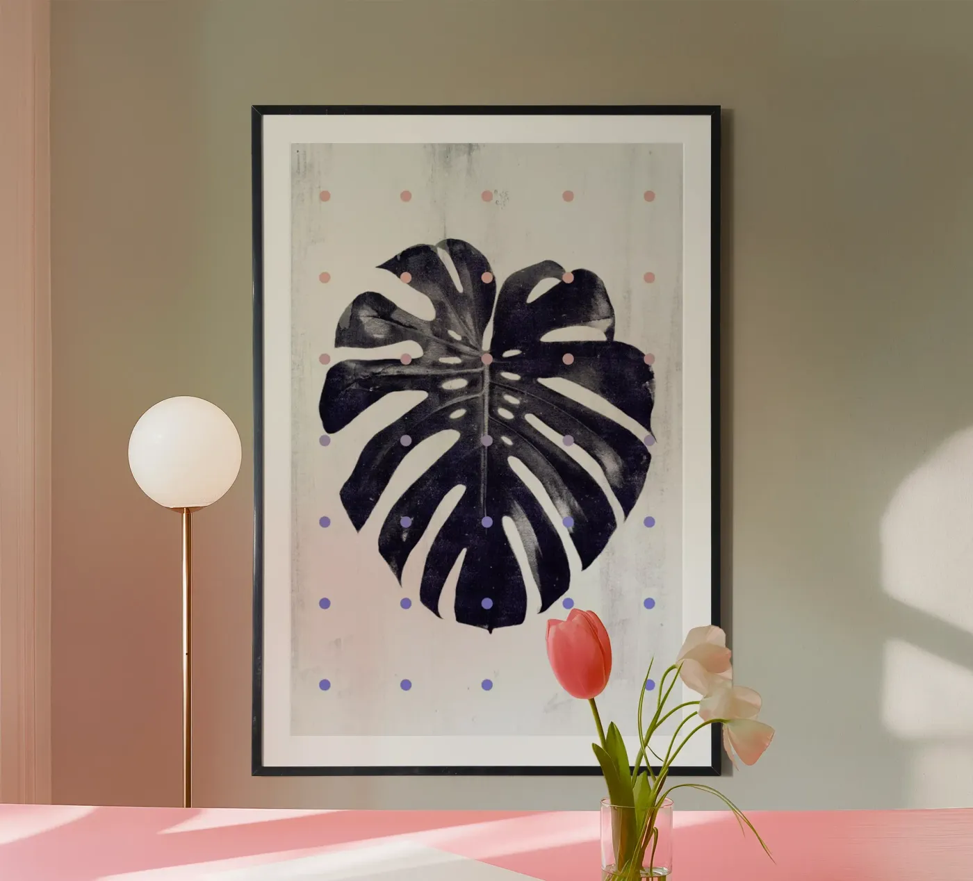 Monstera + dots poster da STUDIO LEEMO