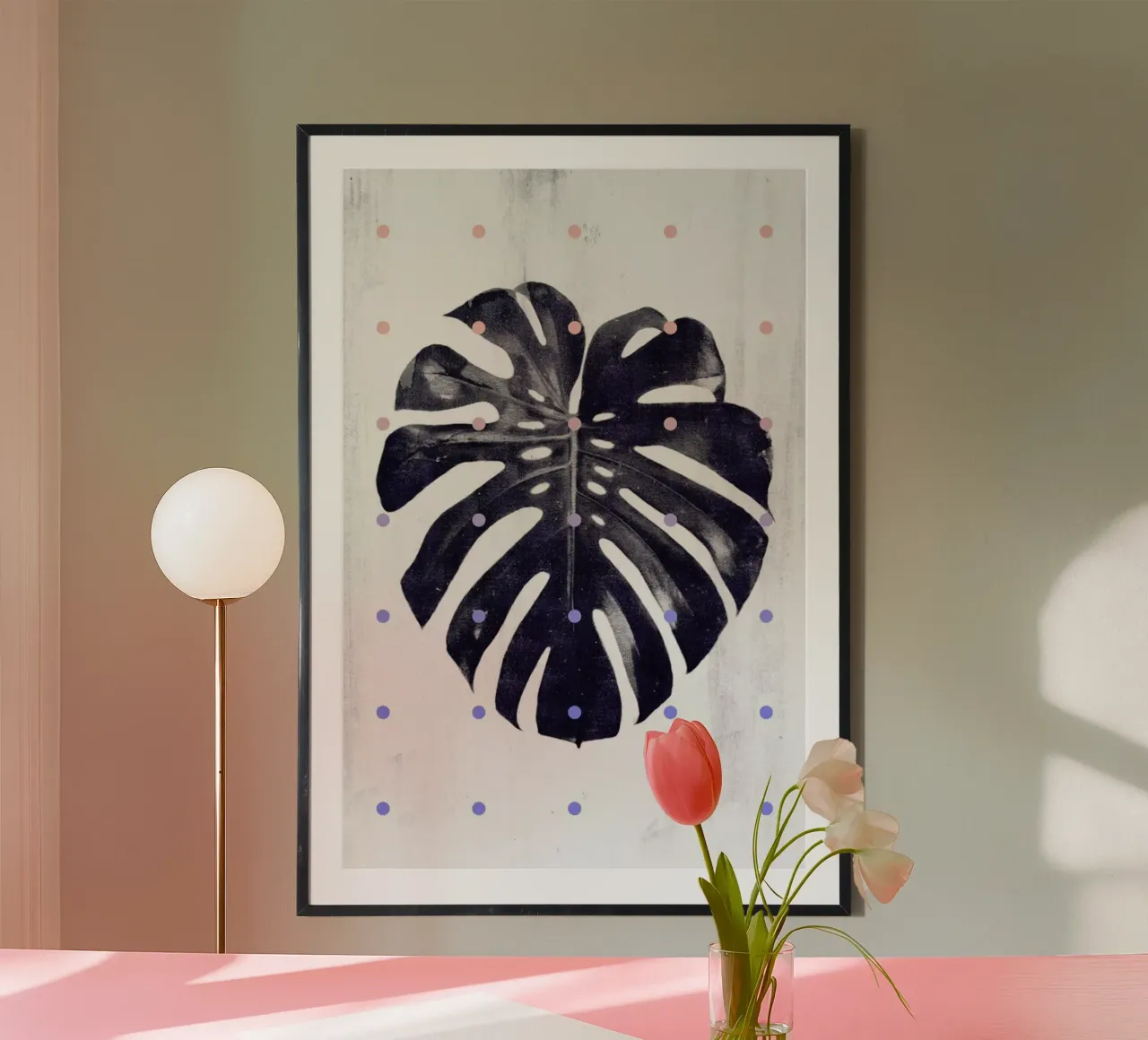 Monstera + dots poster da STUDIO LEEMO