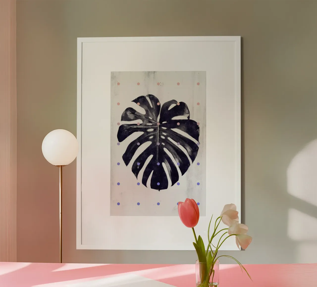 Monstera + dots poster da STUDIO LEEMO