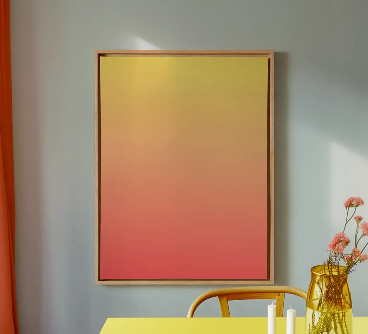 Rijzende Zon Kleurverloop Kunst canvas met Baklijst van Paigaam Studio