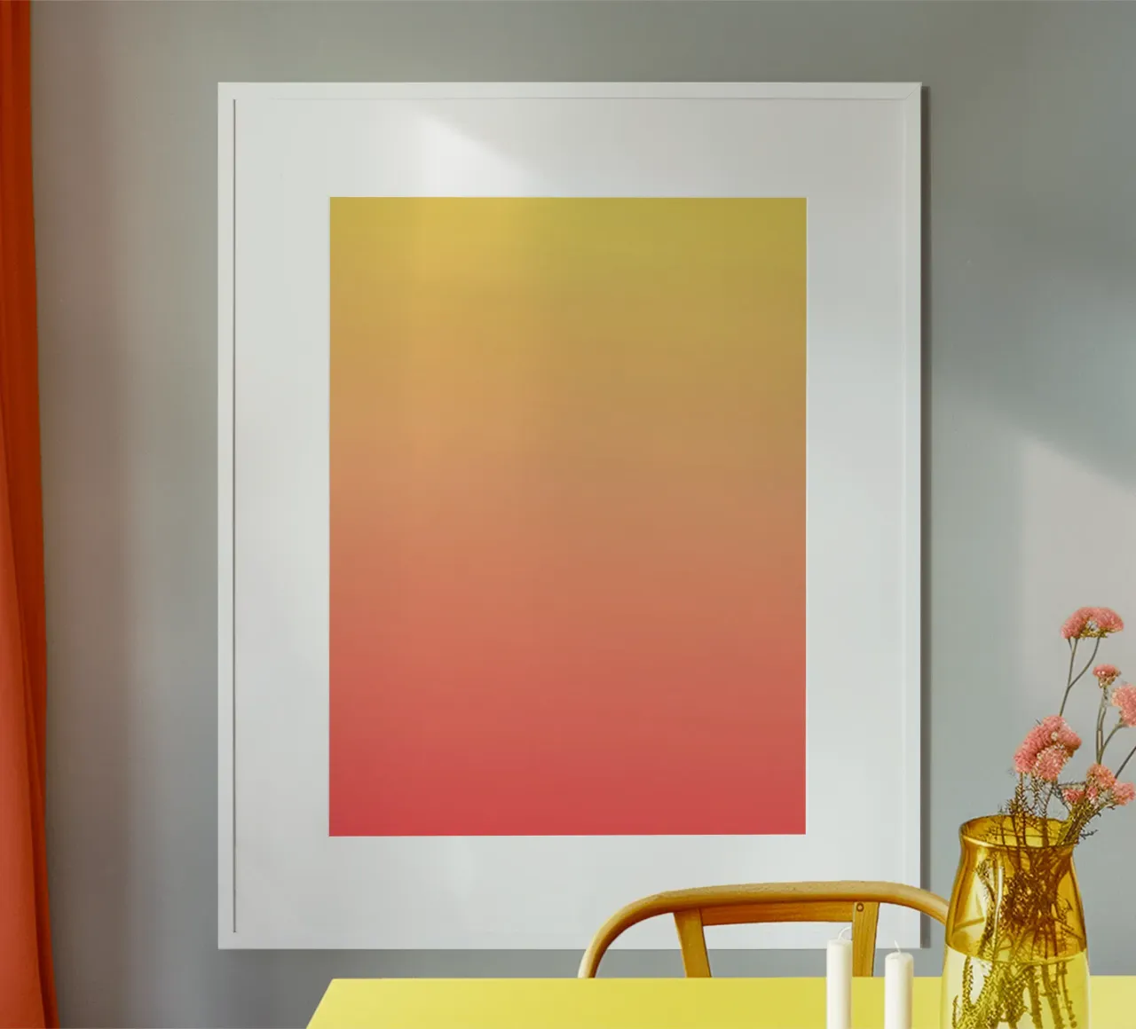 Rijzende Zon Kleurverloop Kunst poster met kunststof frame van Paigaam Studio