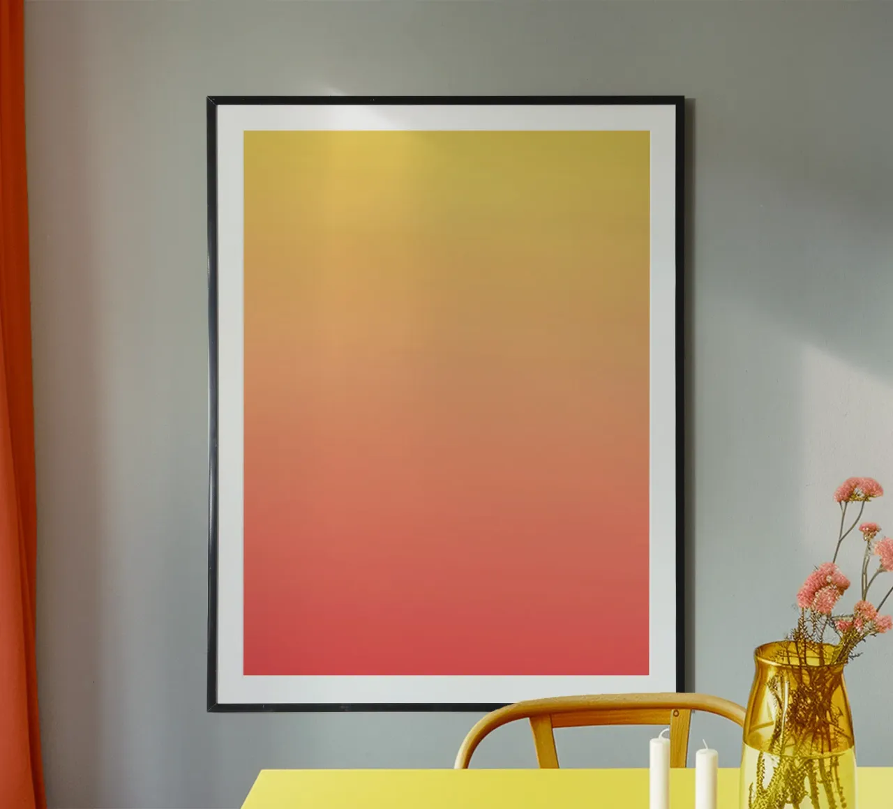 Rijzende Zon Kleurverloop Kunst poster met kunststof frame van Paigaam Studio