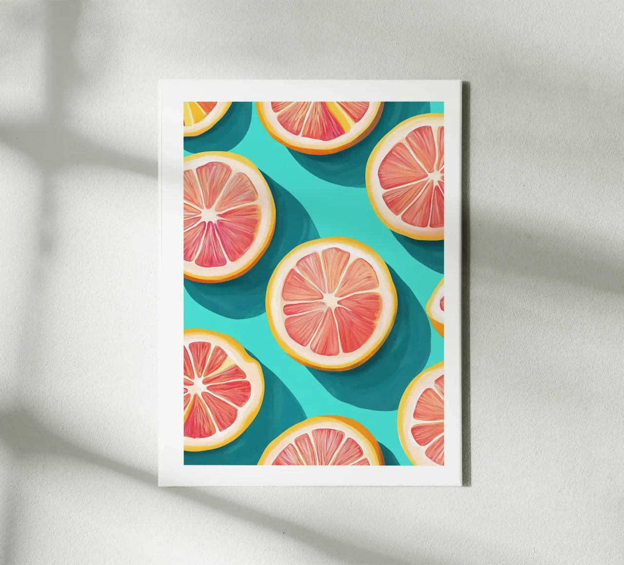 Grapefruit on a turquoise background canvas by Spice & Style