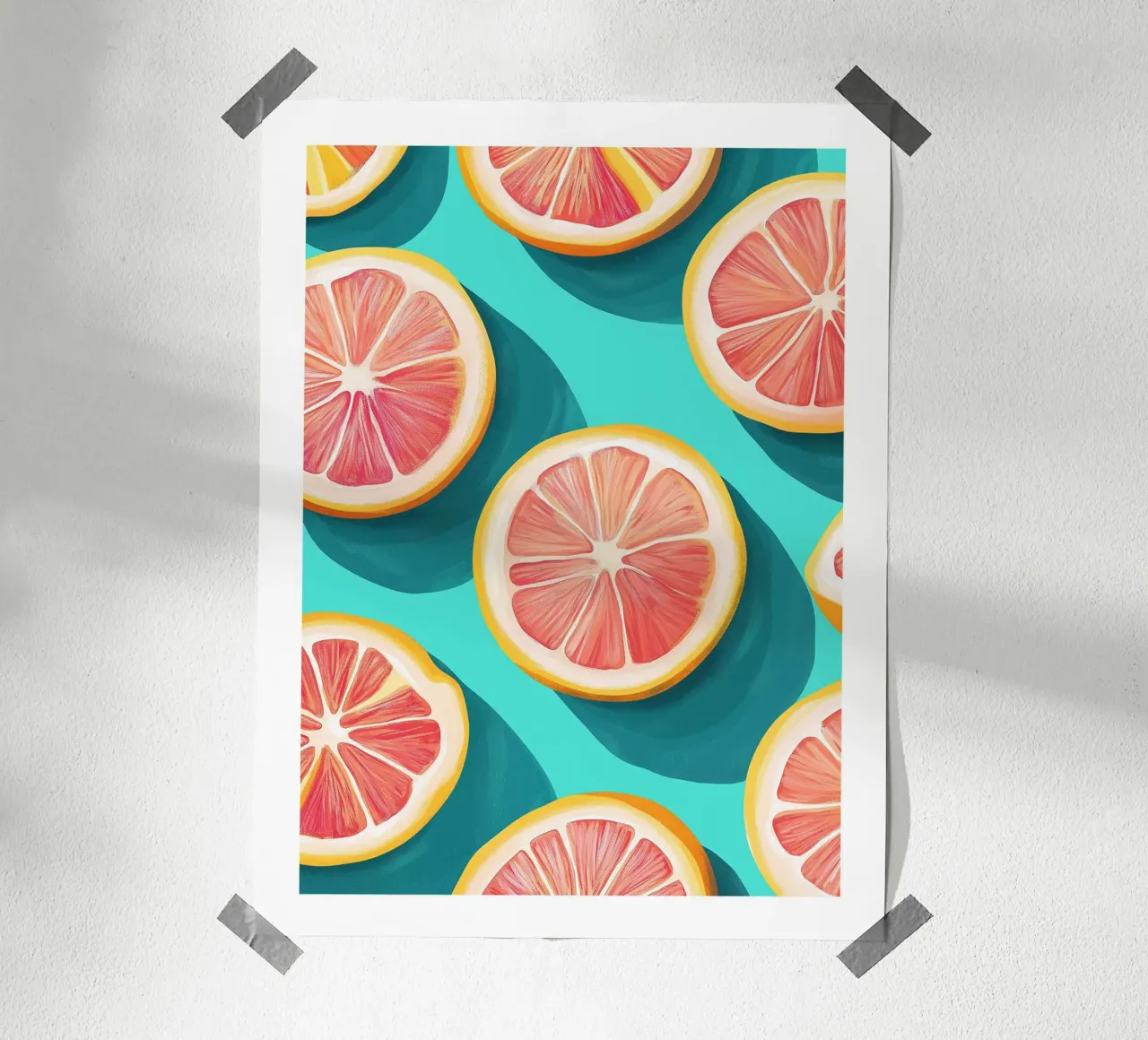 Grapefruit on a turquoise background hahnemühle by Spice & Style