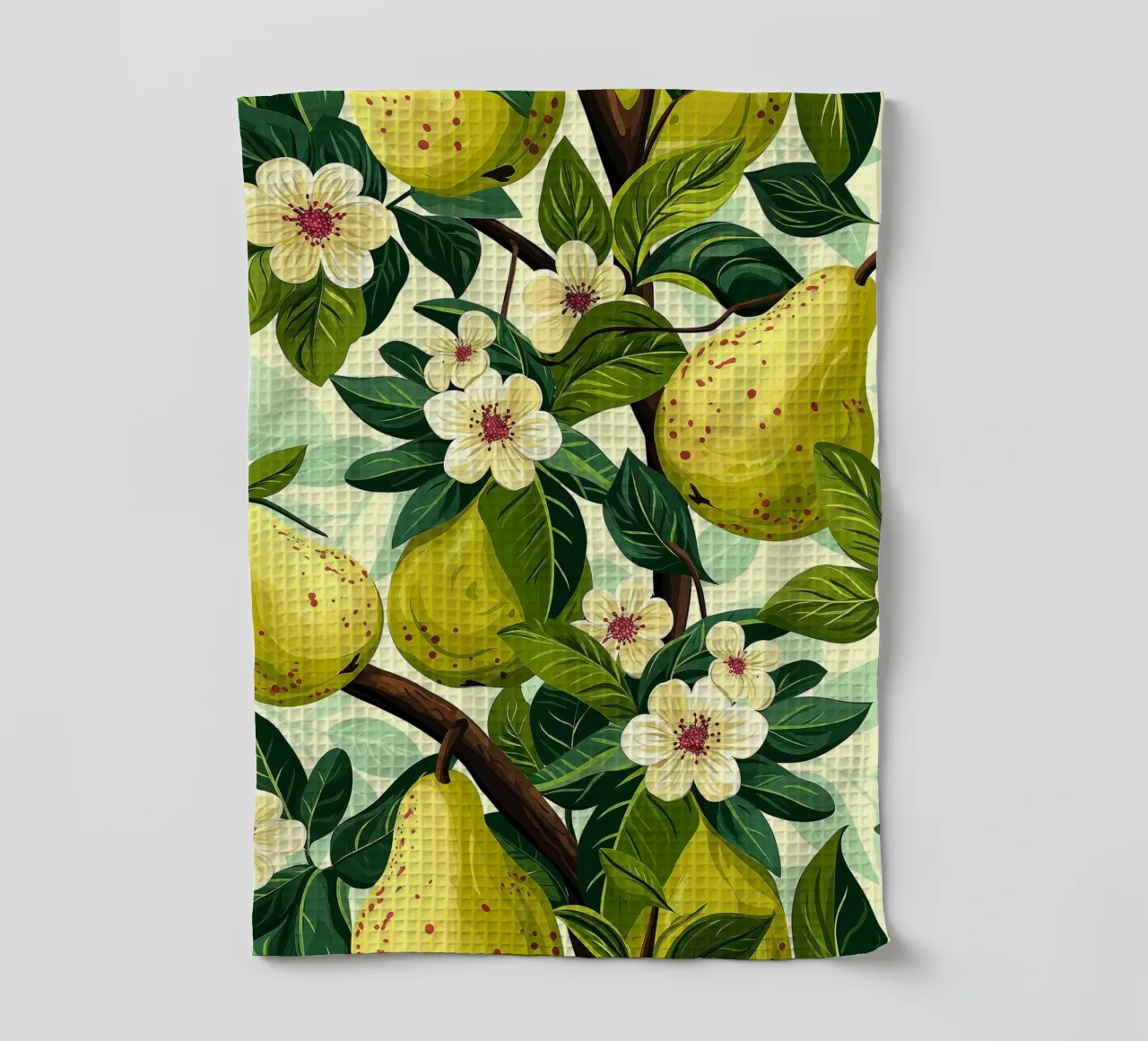 Pear trees in bloom tea towel by Spice & Style
