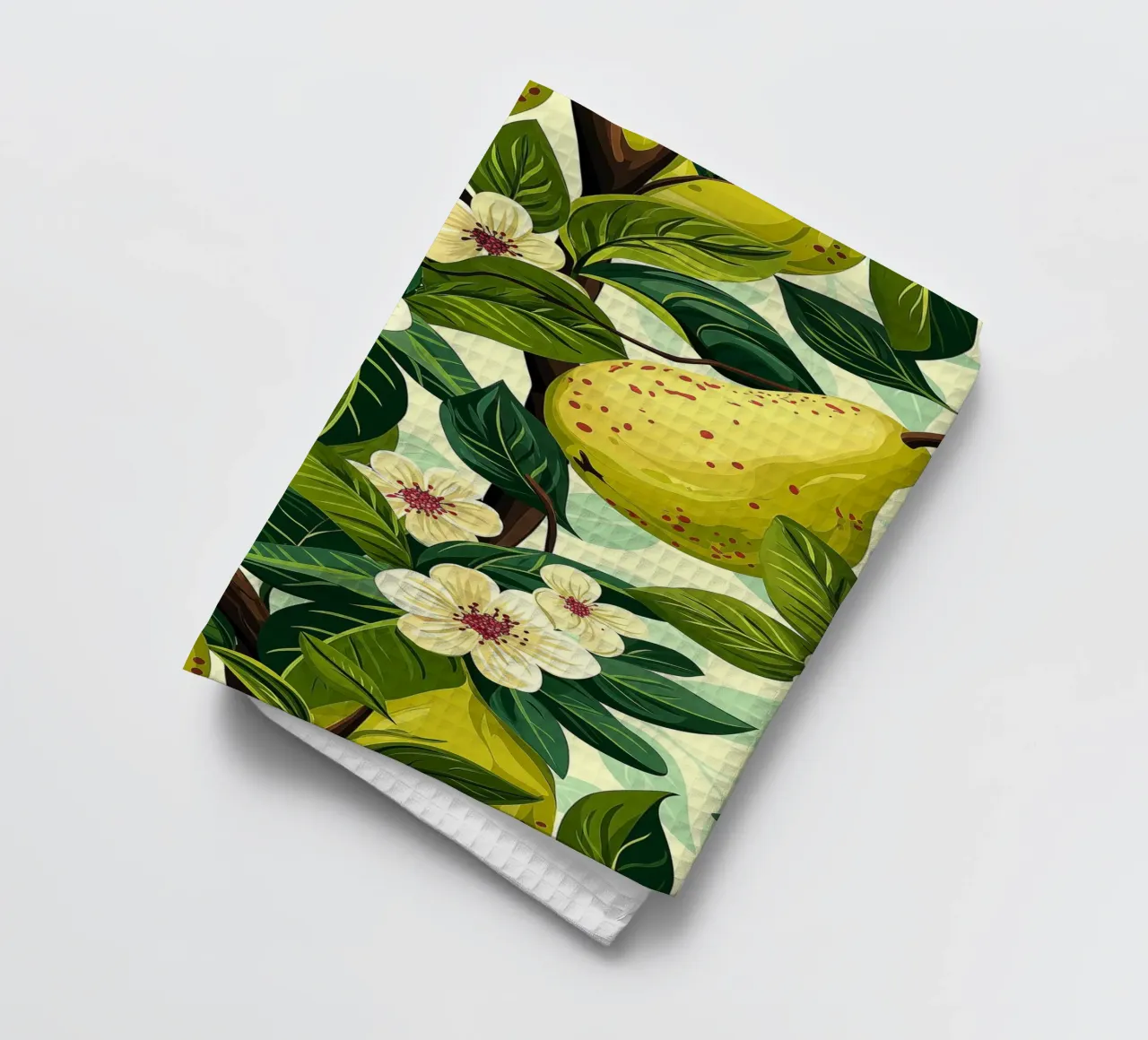 Pear trees in bloom tea towel by Spice & Style