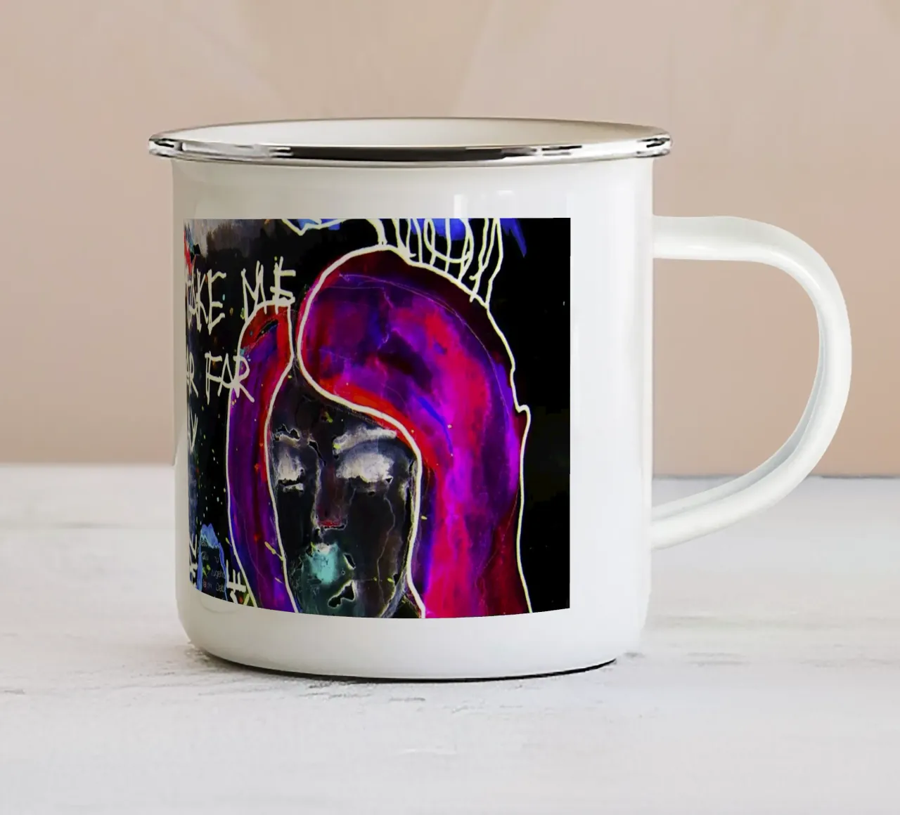 Take me far away tazza in smalto da Hey Vincent